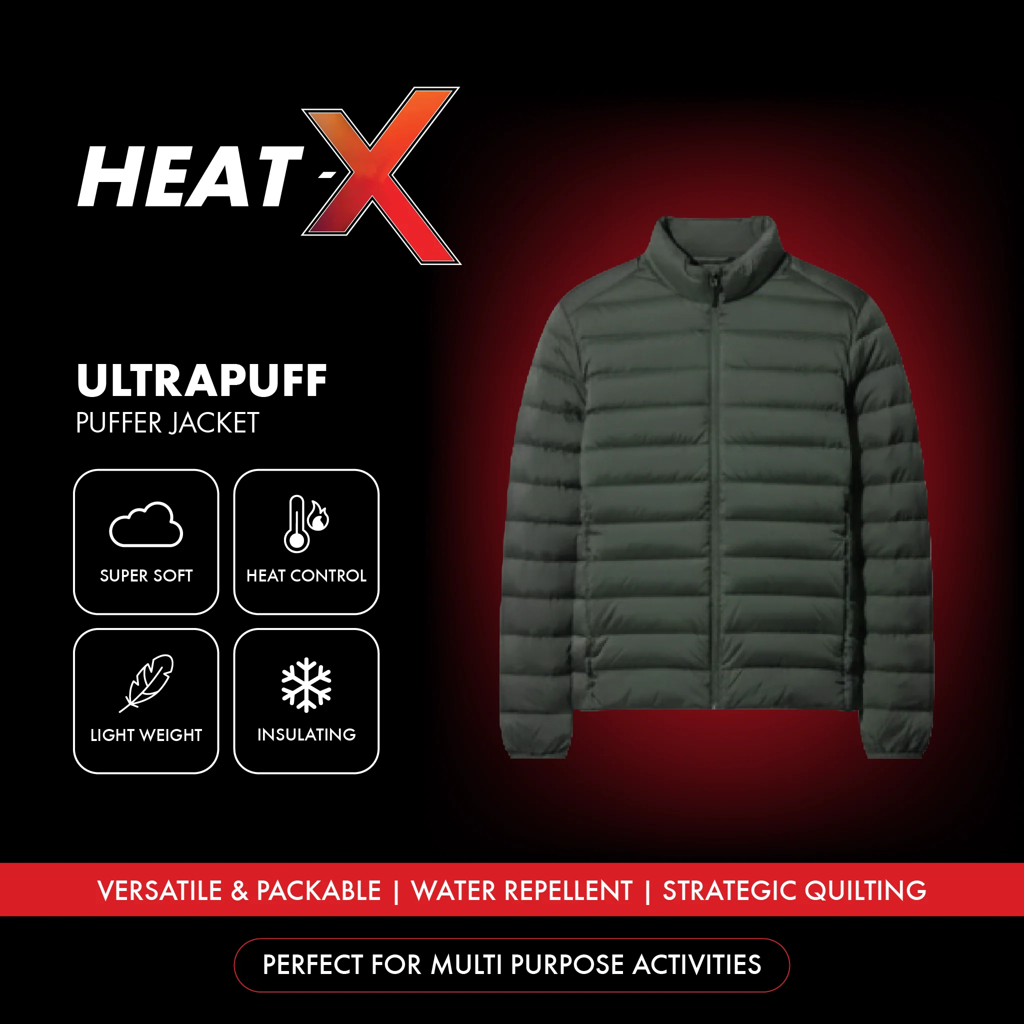 Heat-X Ultrapuff High Neck Full Sleeve Bomber Jacket - Water Repellant Fabric with Zippered Hand Pockets - Image 18