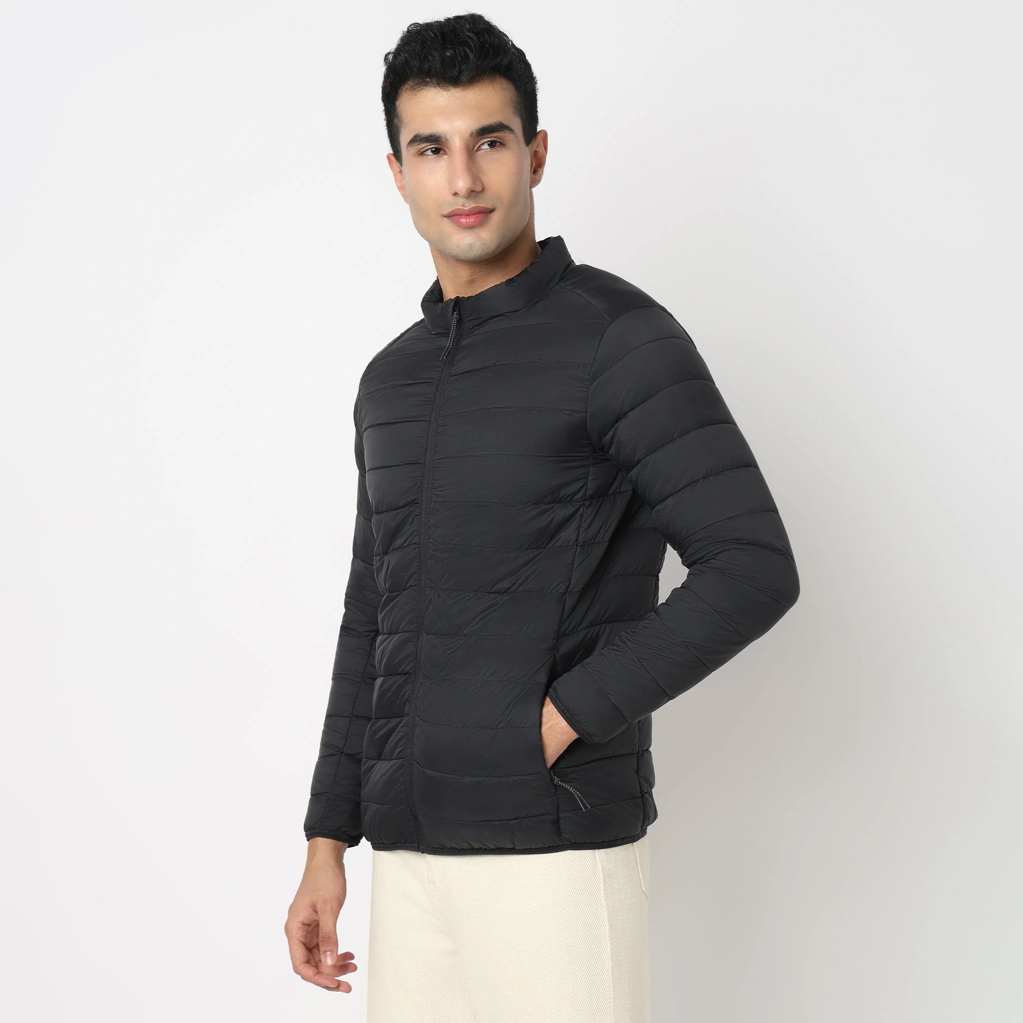 Heat-X Ultrapuff High Neck Full Sleeve Bomber Jacket - Water Repellant Fabric with Zippered Hand Pockets - Image 5