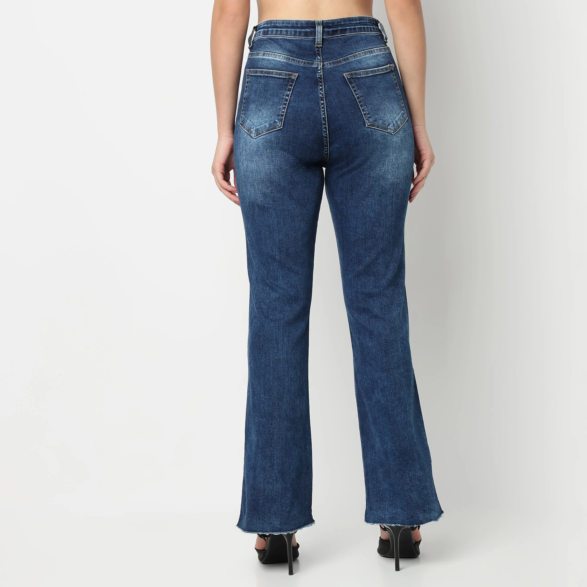 High Rise Bootcut Round Slit Bottom Denim - Image 3