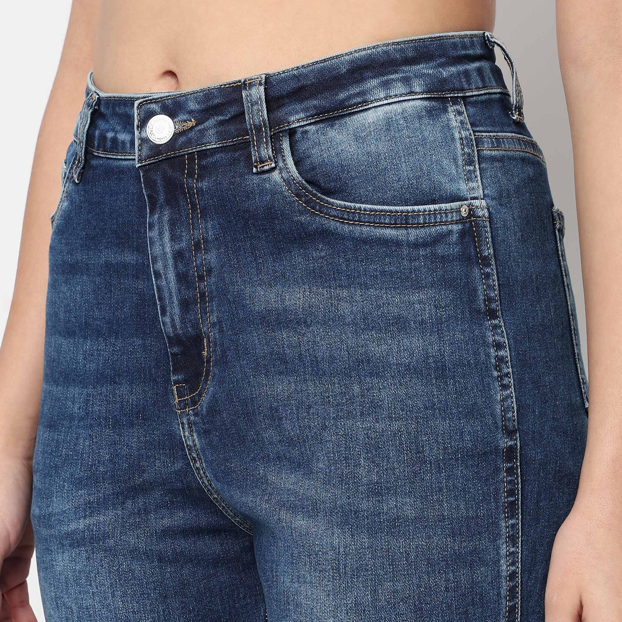 High Rise Bootcut Round Slit Bottom Denim - Image 4