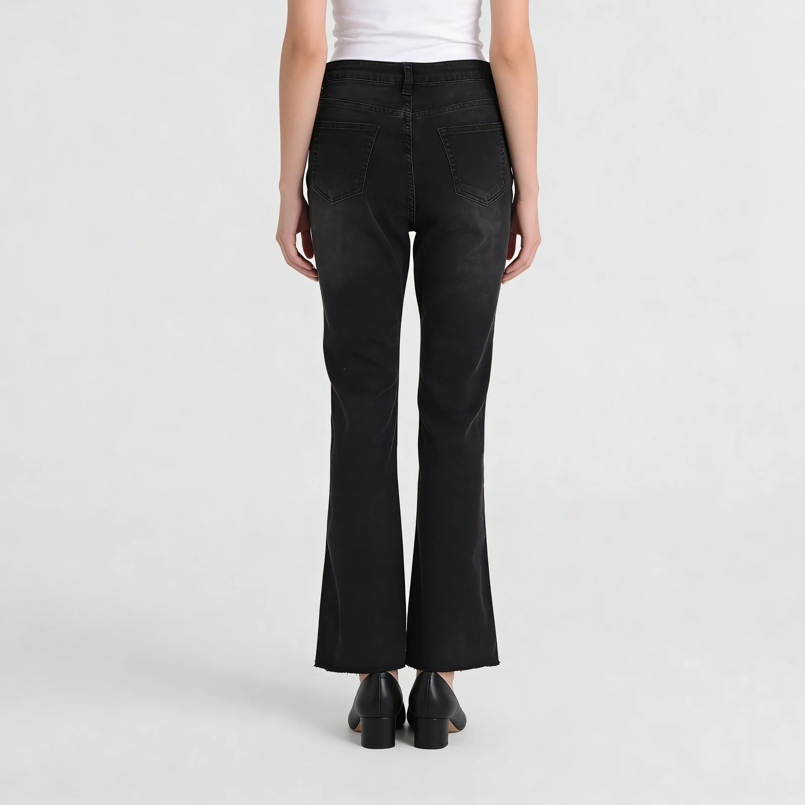 High Rise Bootcut Round Slit Bottom Denim - Image 8