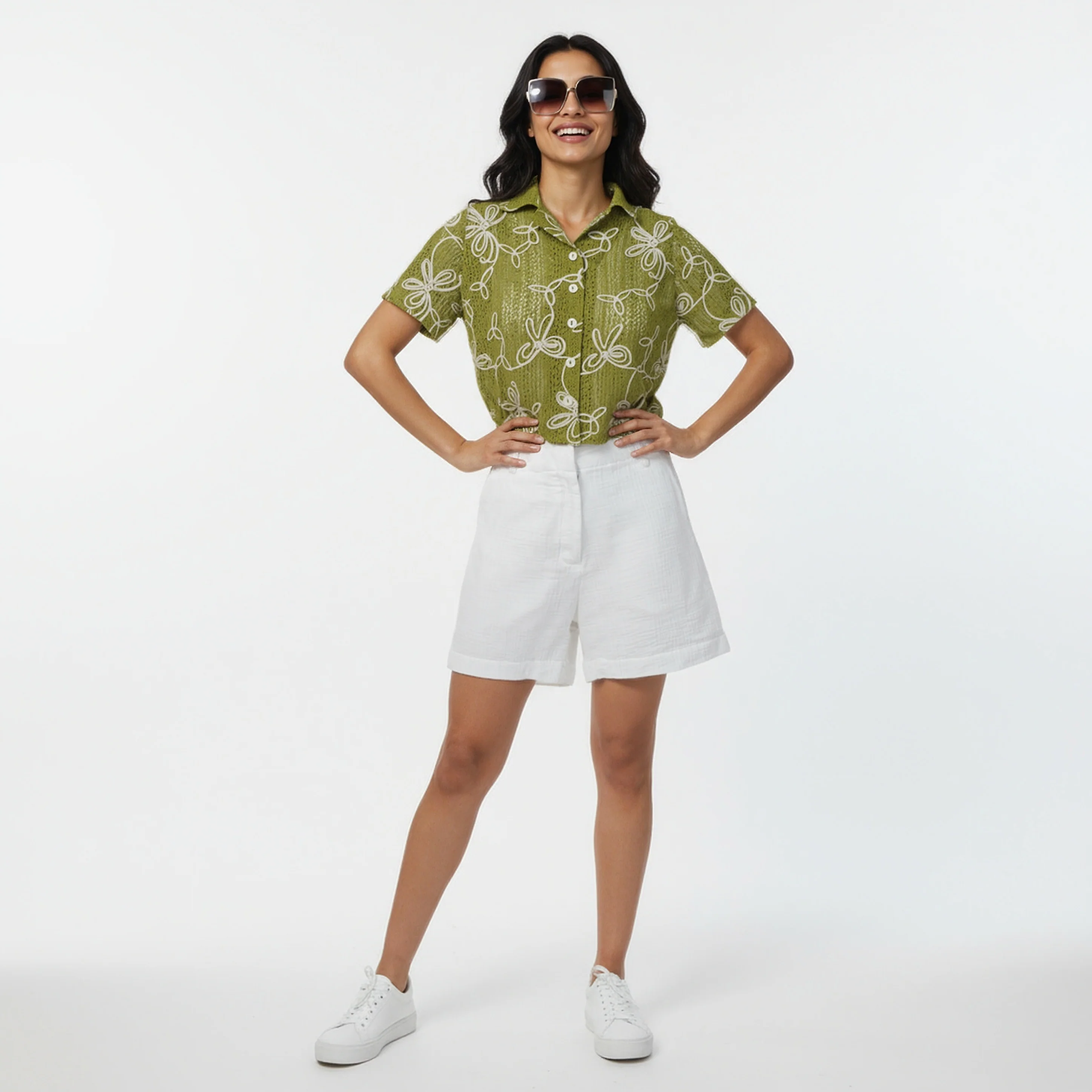 High Rise Cotton Shorts