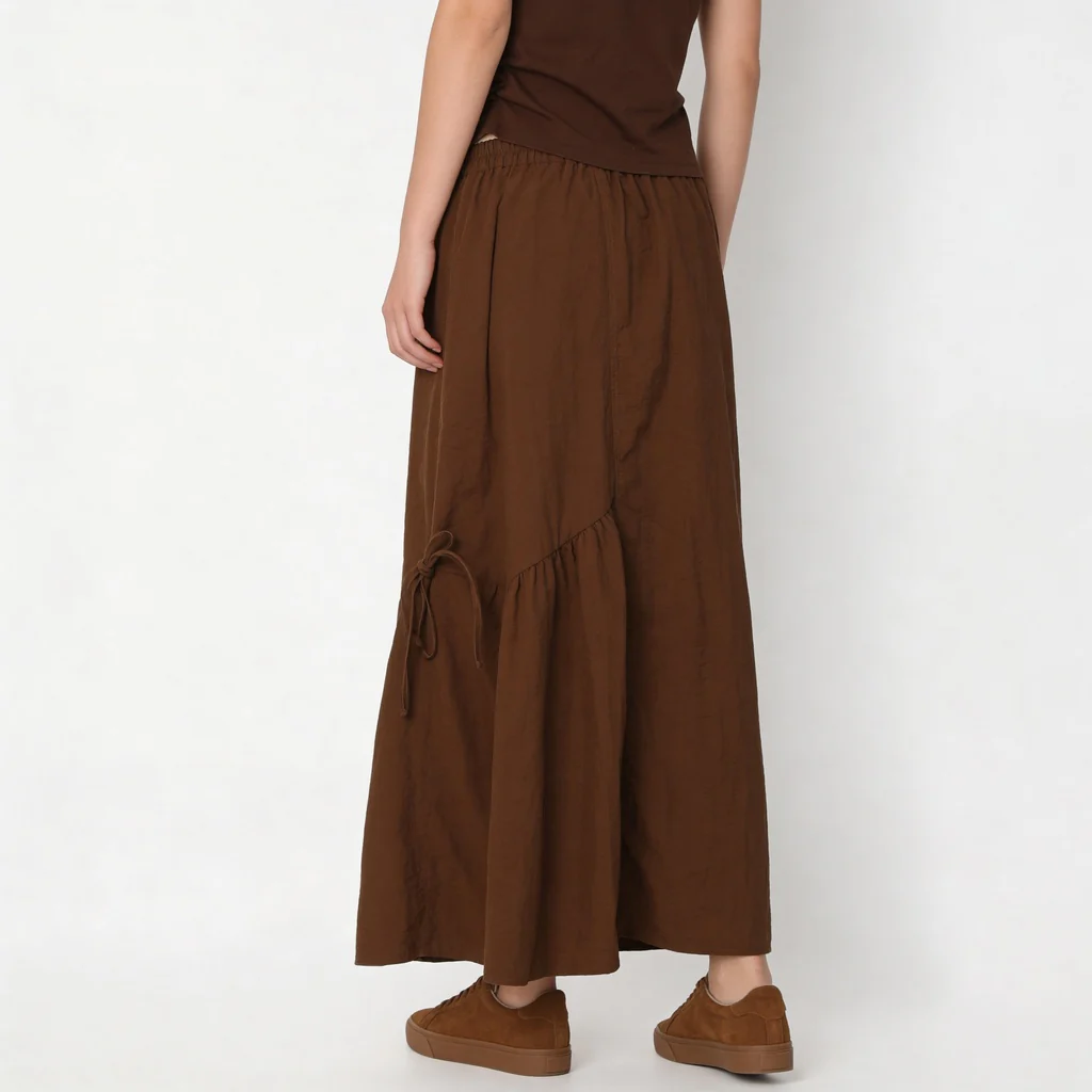 High Rise Flared Ruched Detail Skirt - Image 3