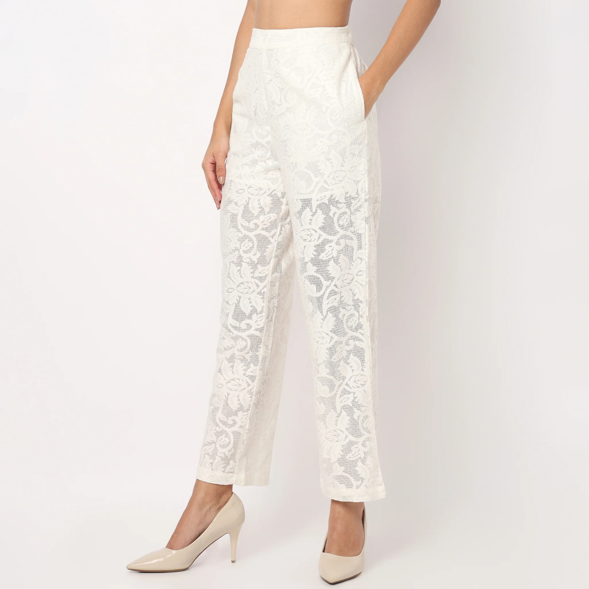 High Rise Half Lined Floral Palazzo - Image 5