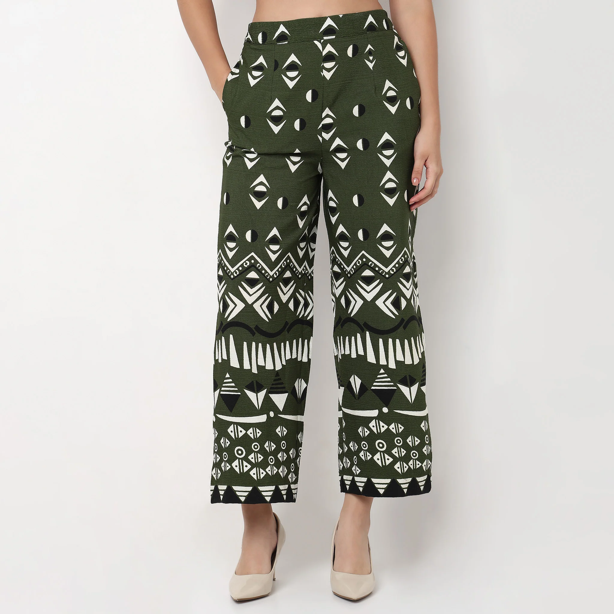 High Rise Printed Straight Pant - Image 2