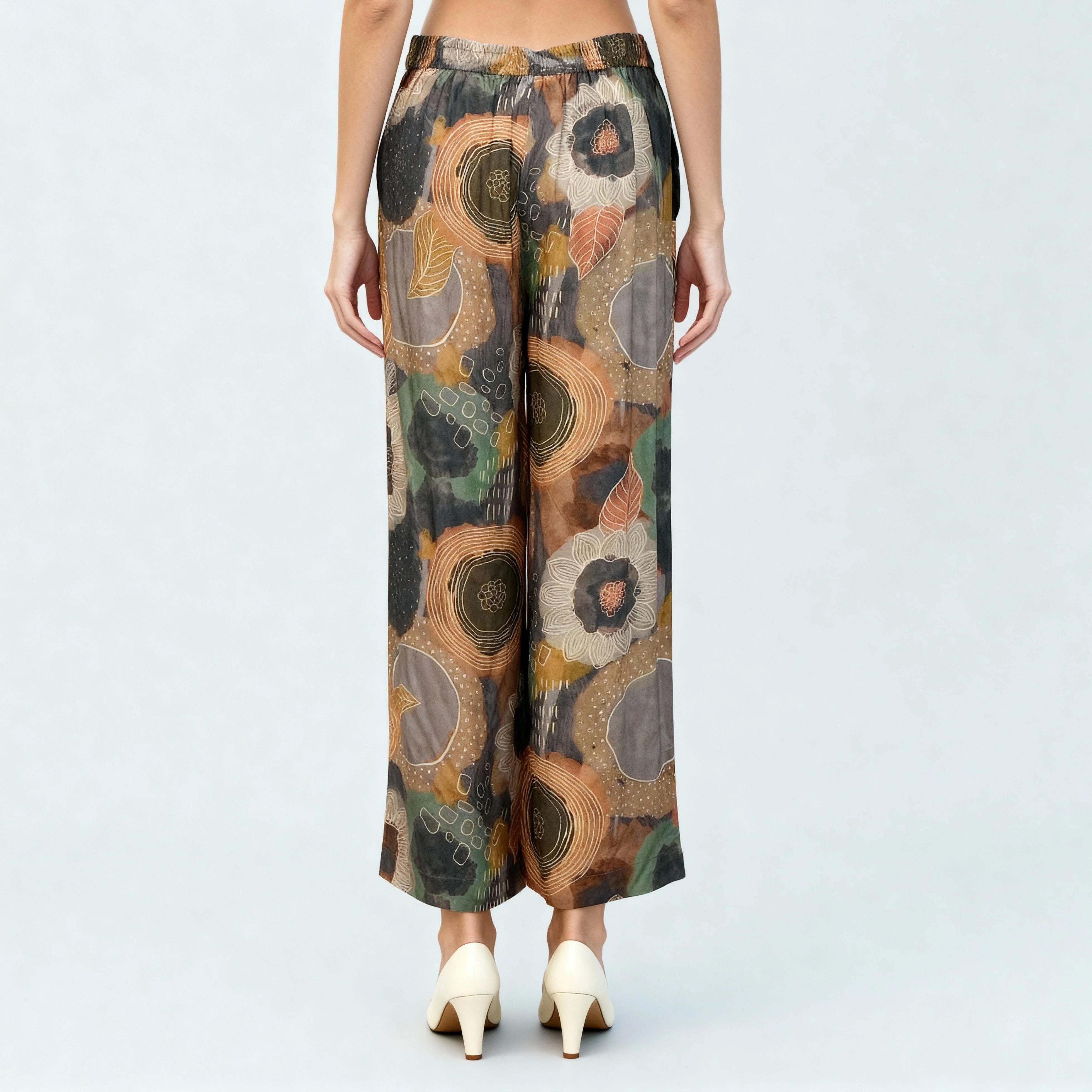 High Rise Printed Straight Pants - Image 3