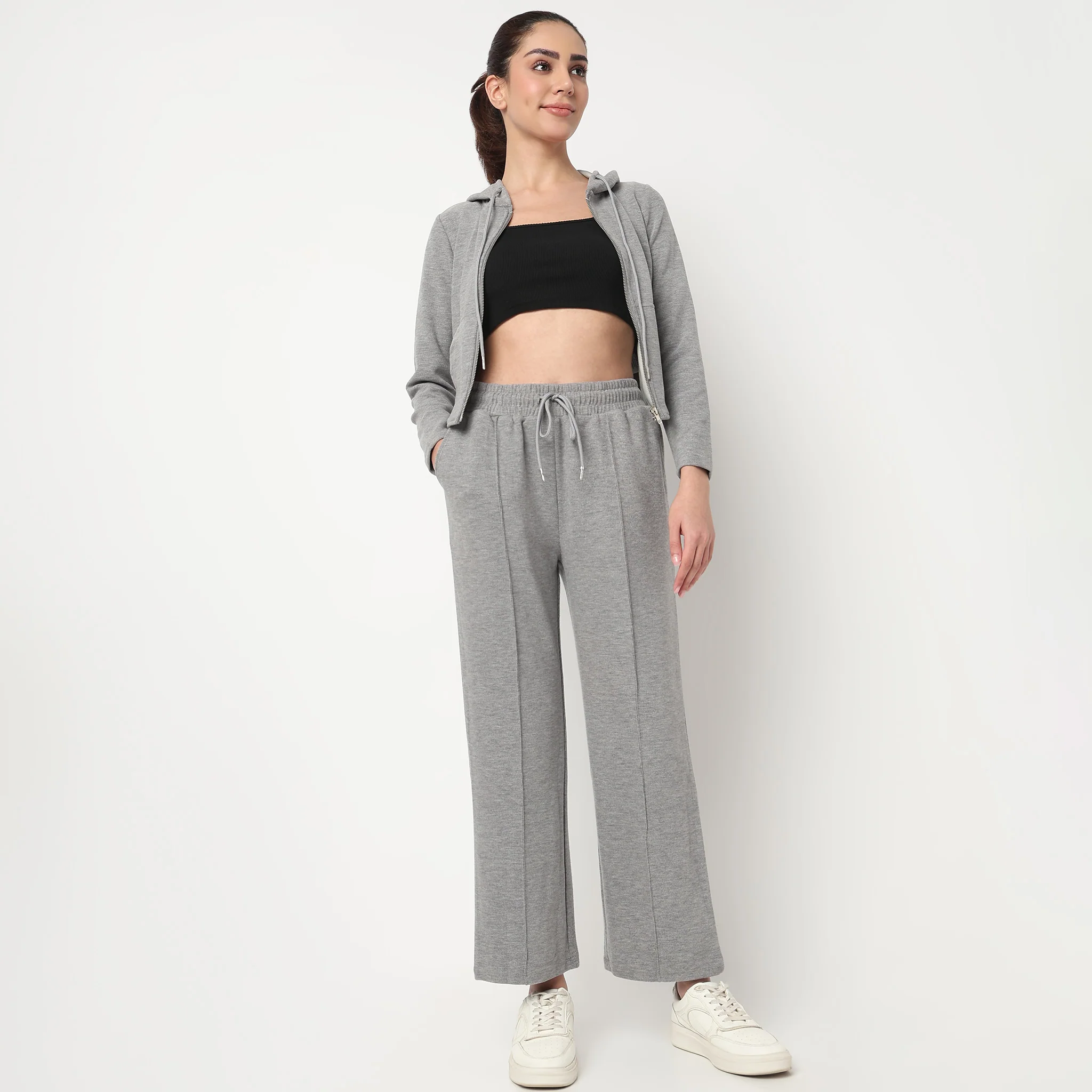 High Rise Solid Trackpants