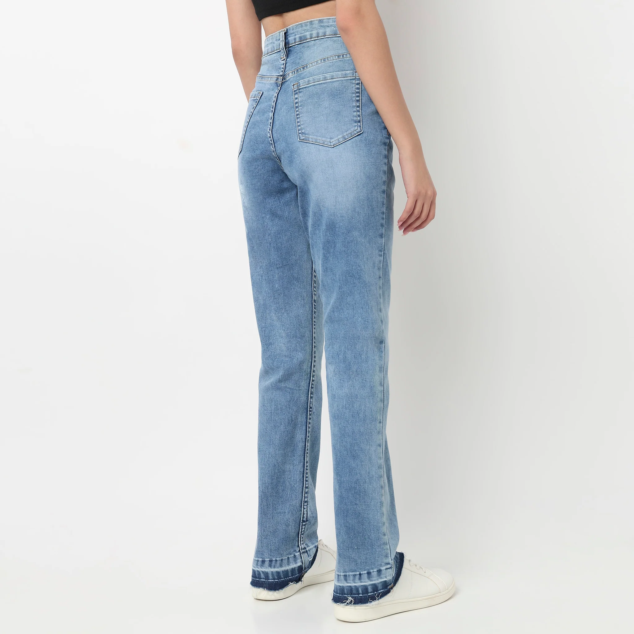 High waist Bootcut With Open Hem Look Jeans - Image 3