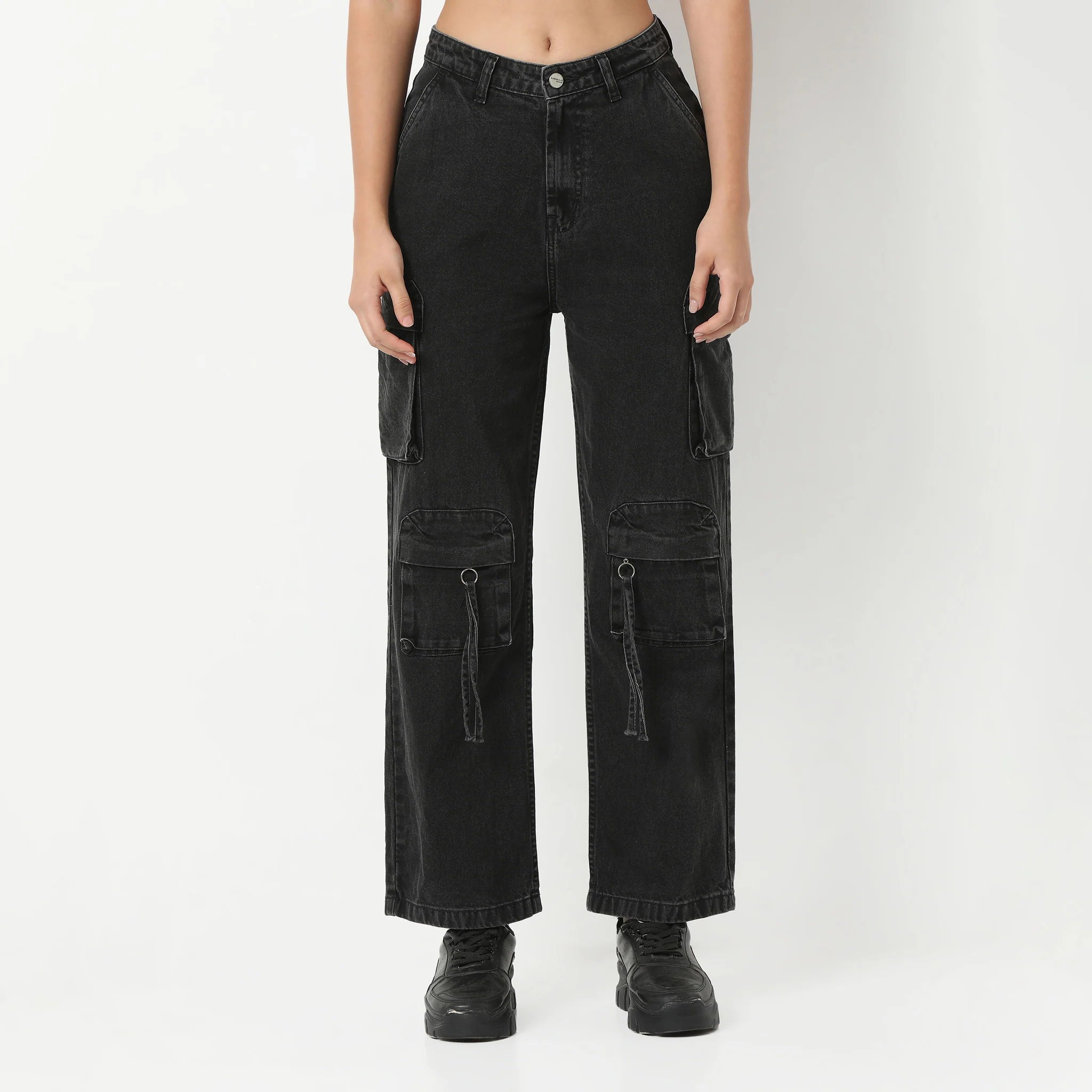 Highwaist 8 Pockets Straight Fit Cargos - Image 2