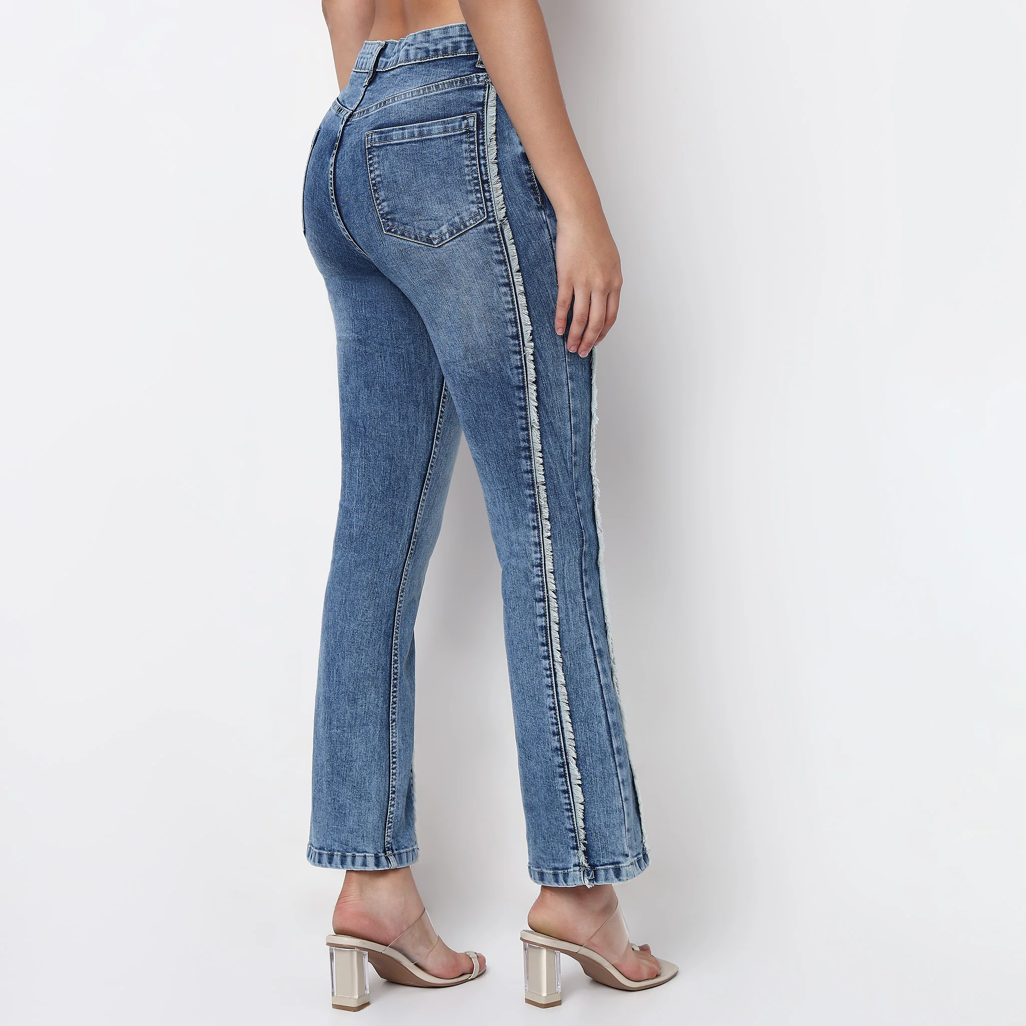 Highwaist Bootcut Side Gusset Look Denim - Image 3