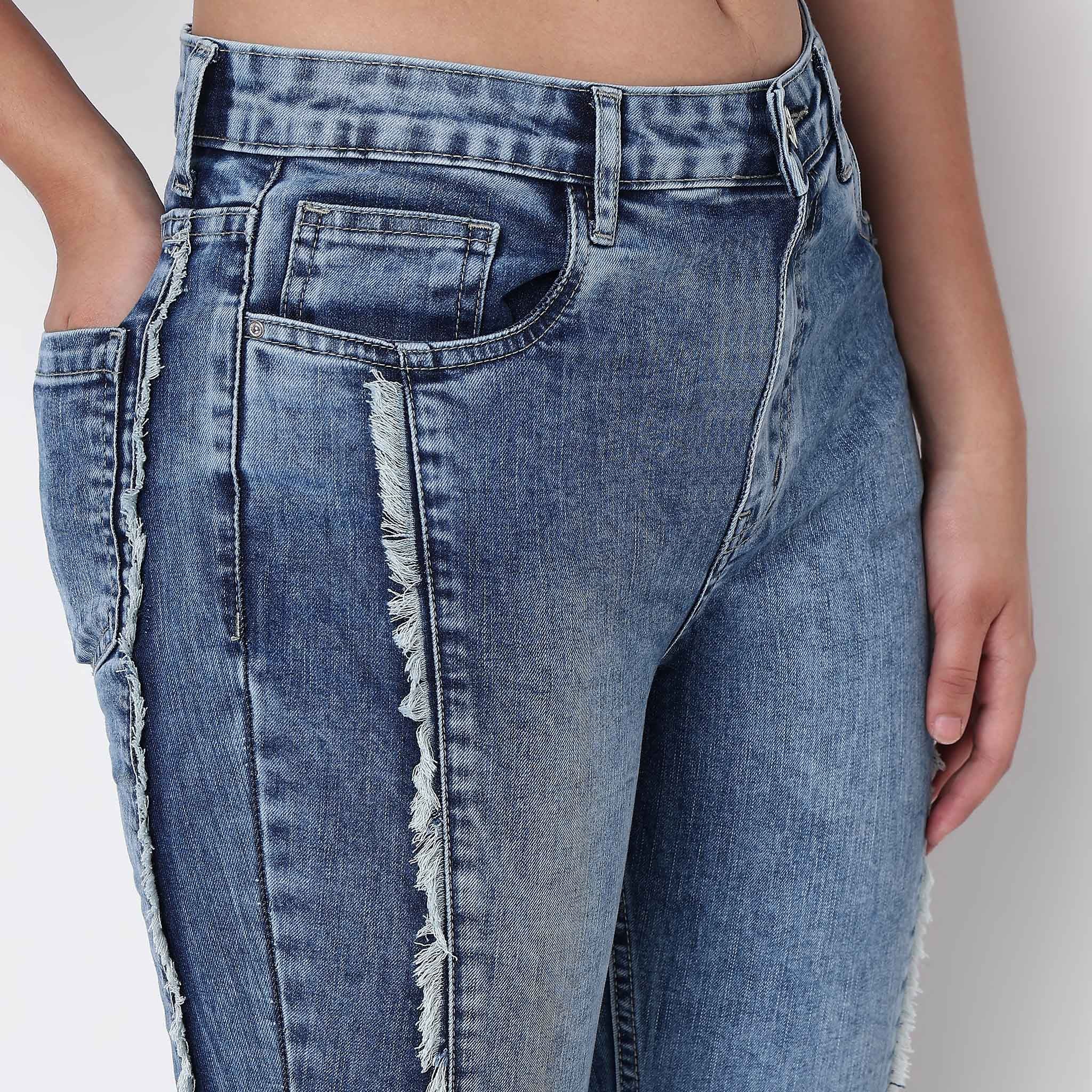 Highwaist Bootcut Side Gusset Look Denim - Image 4