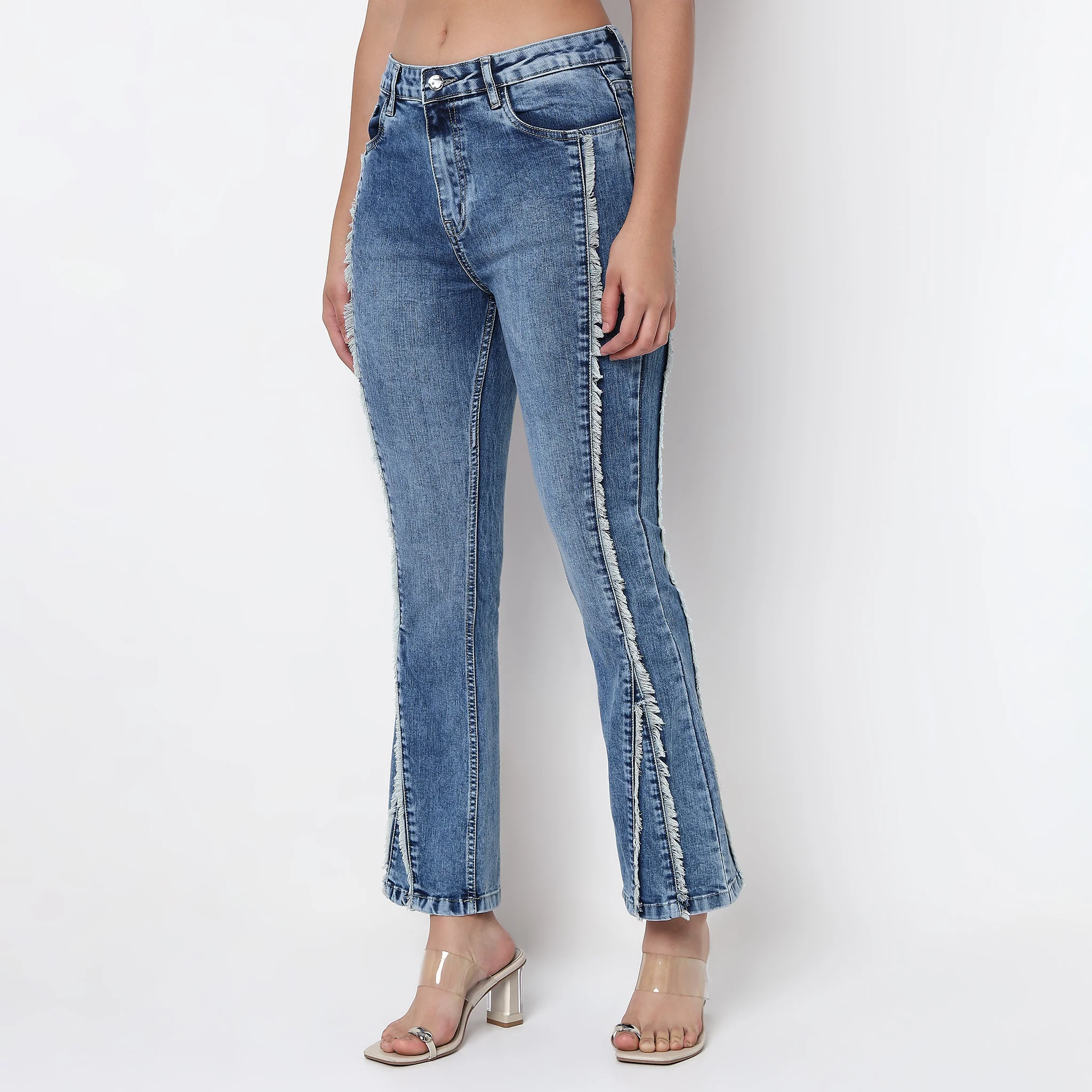 Highwaist Bootcut Side Gusset Look Denim - Image 5