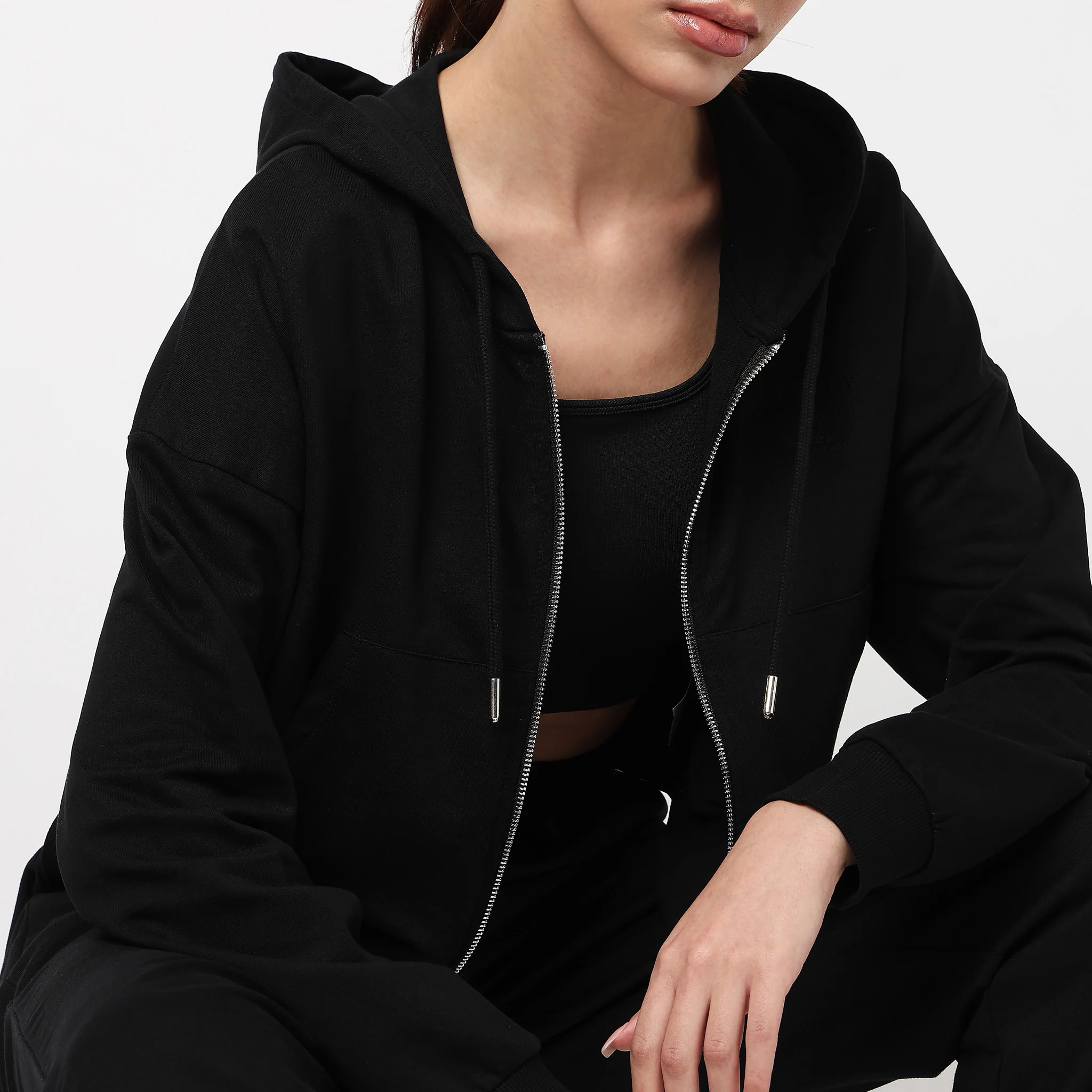 Hoodie Crop Sweatshirt With Kangaroo Pockets - Image 9