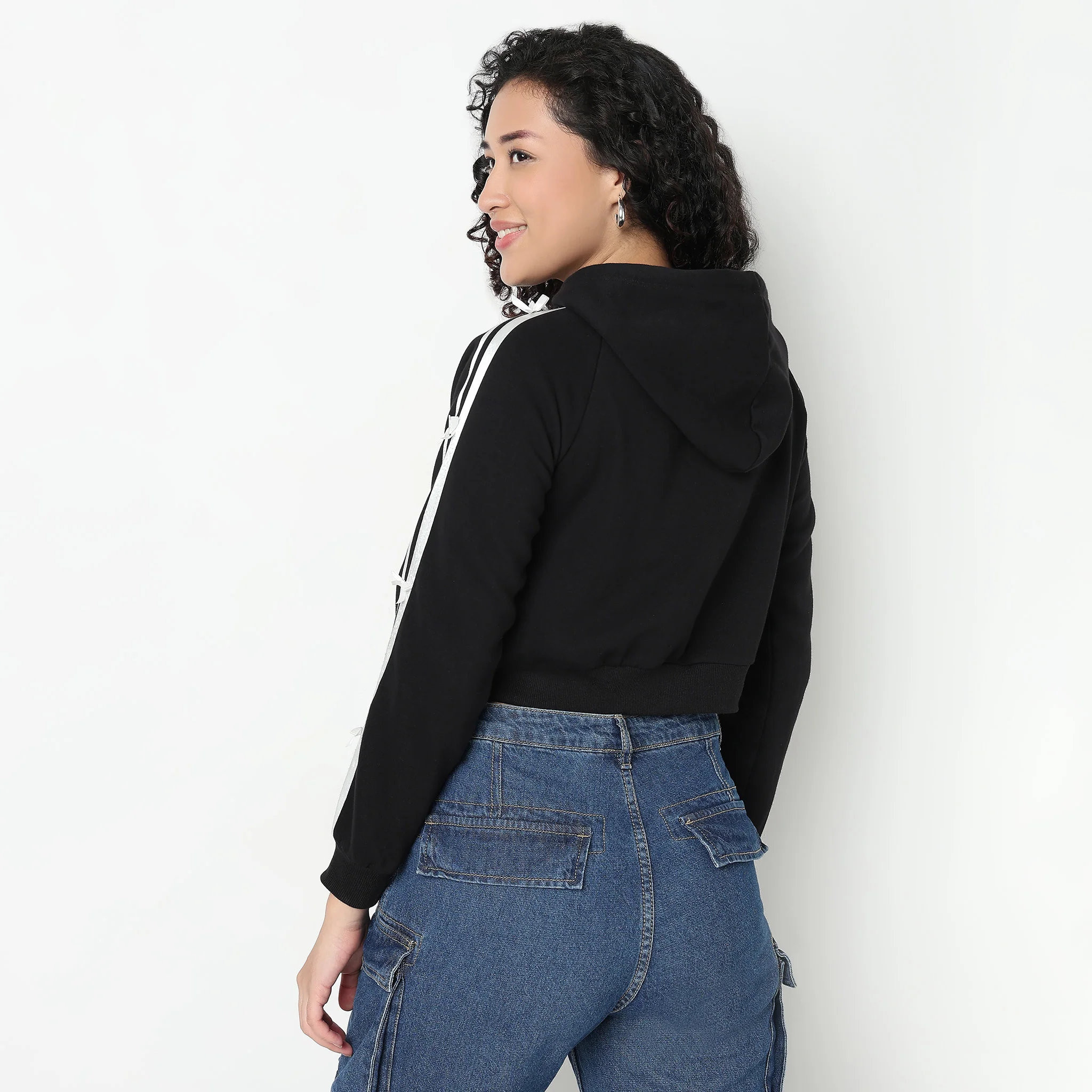 Hoodie Sweatshirt with Bow Detail - Image 3