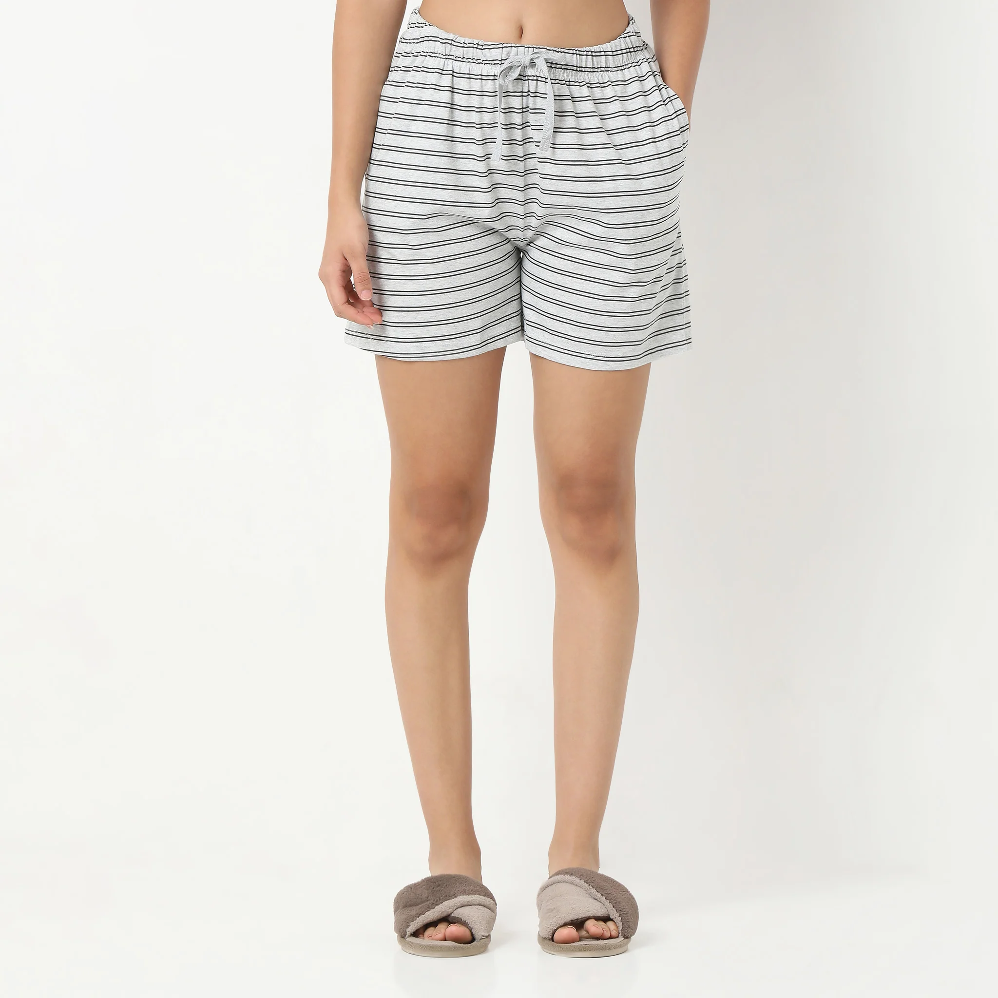 Horizontal Striped Loungewear Shorts - Image 2