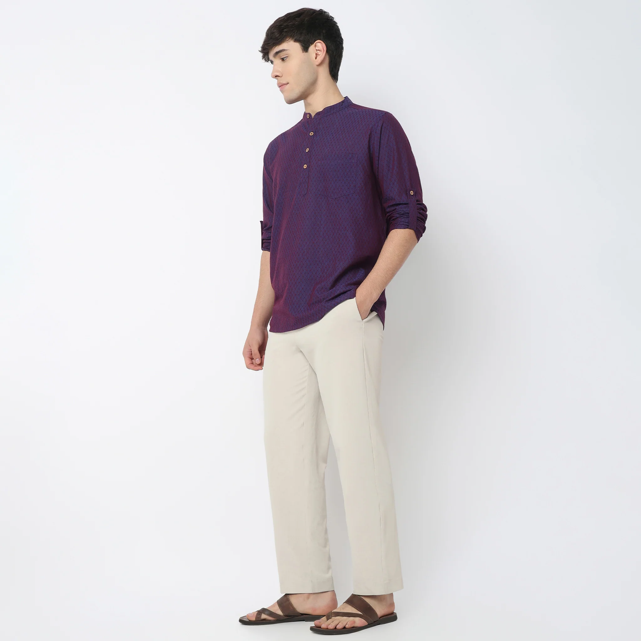 Jacquard Cotton Short Kurta