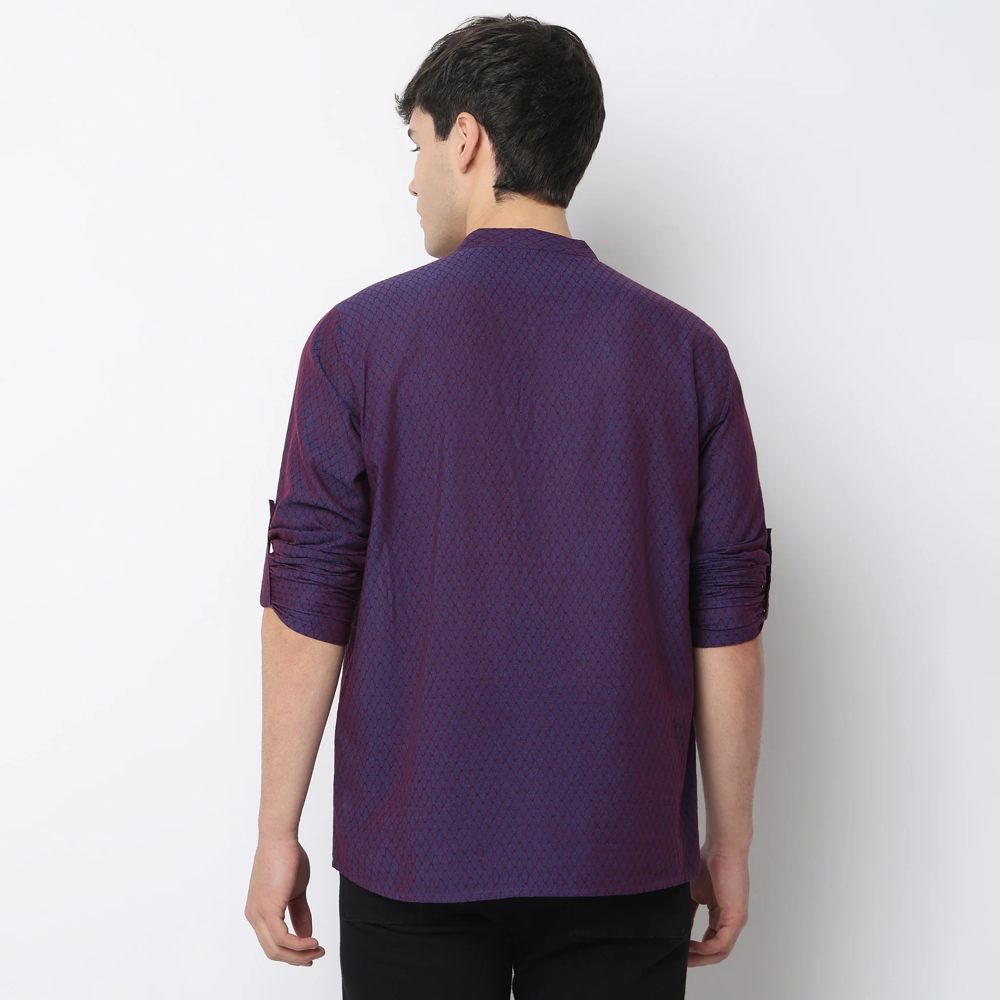 Jacquard Cotton Short Kurta - Image 3