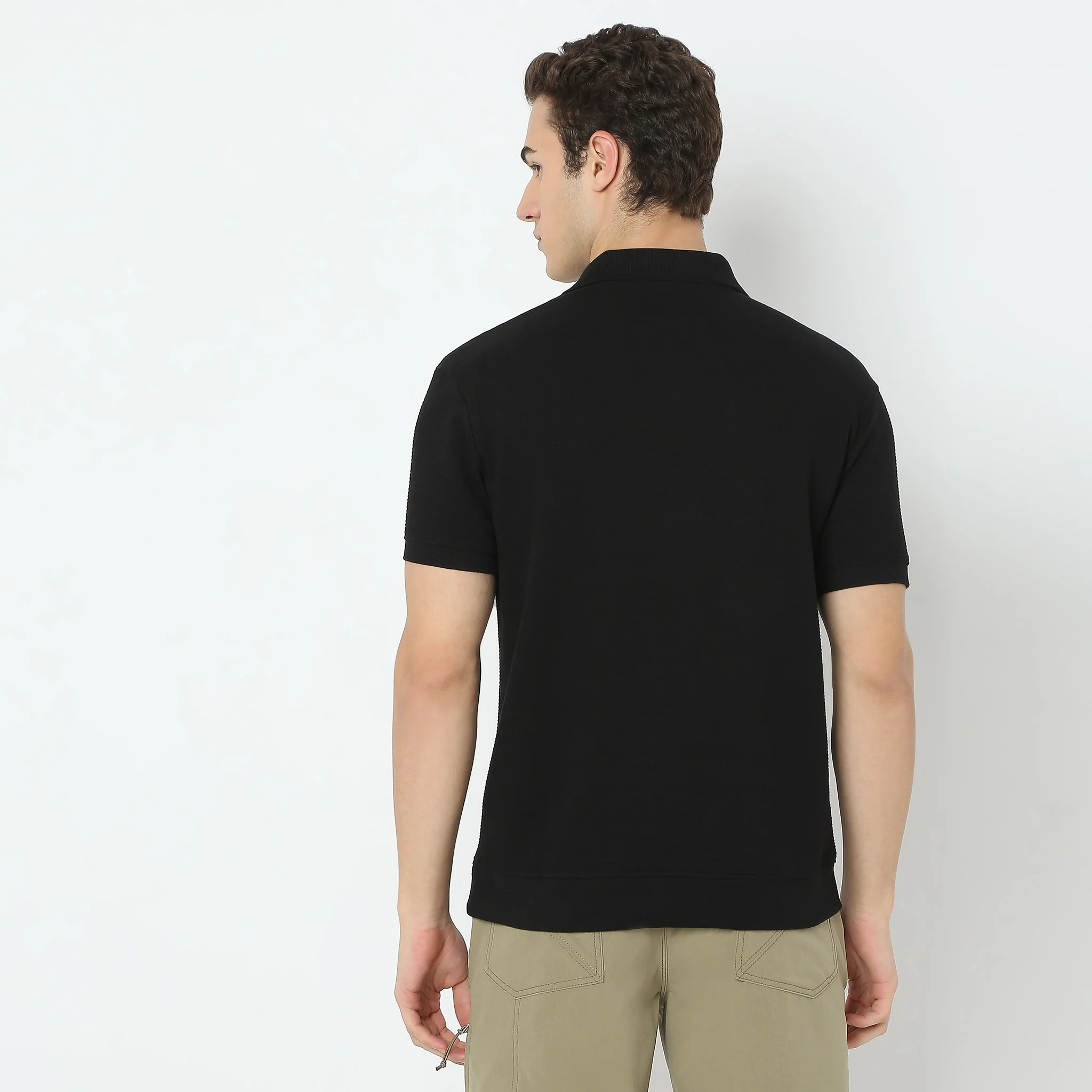 Jacquard Johnny Collar Island Polo T-Shirt - Image 13