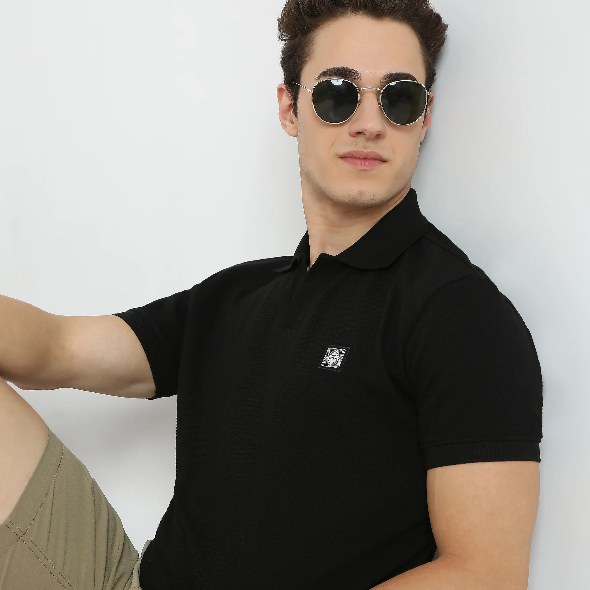 Jacquard Johnny Collar Island Polo T-Shirt - Image 15