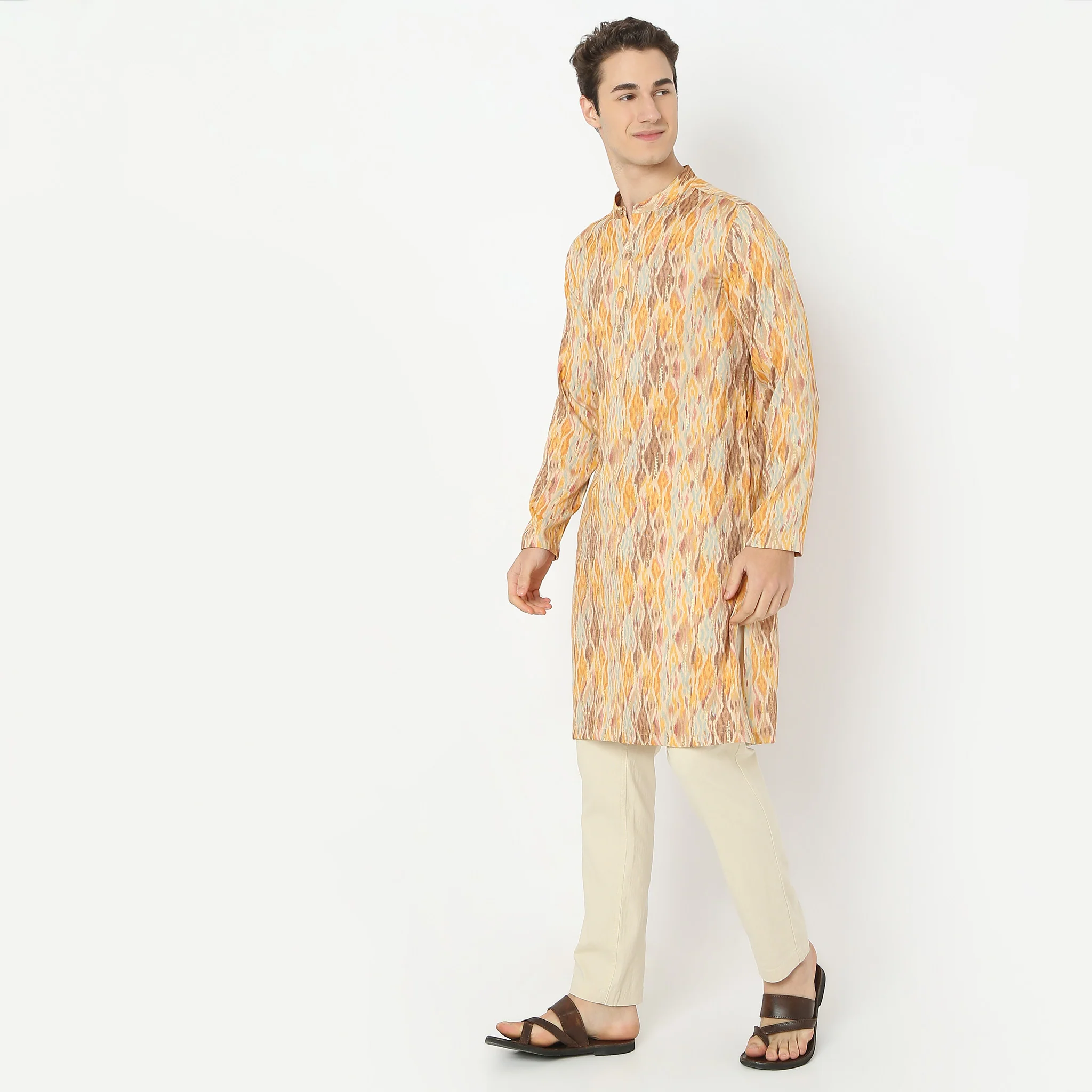 Jacquard Knee Length Straight Digital Print Kurta - Image 5