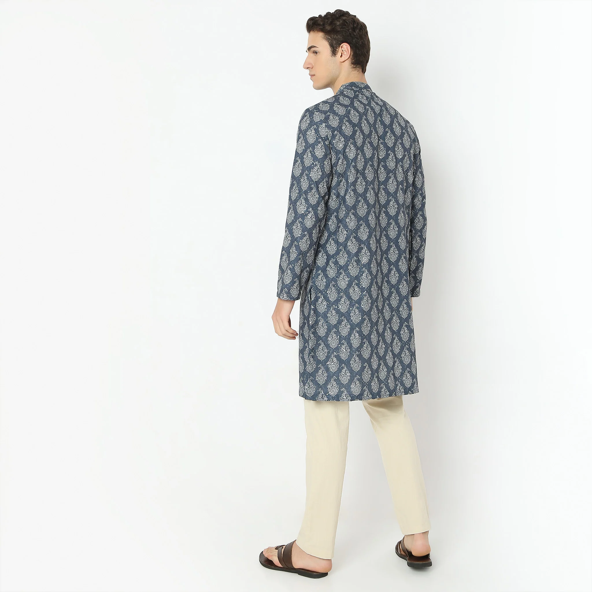 Jacquard Knee Length Straight Digital Print Kurta - Image 3