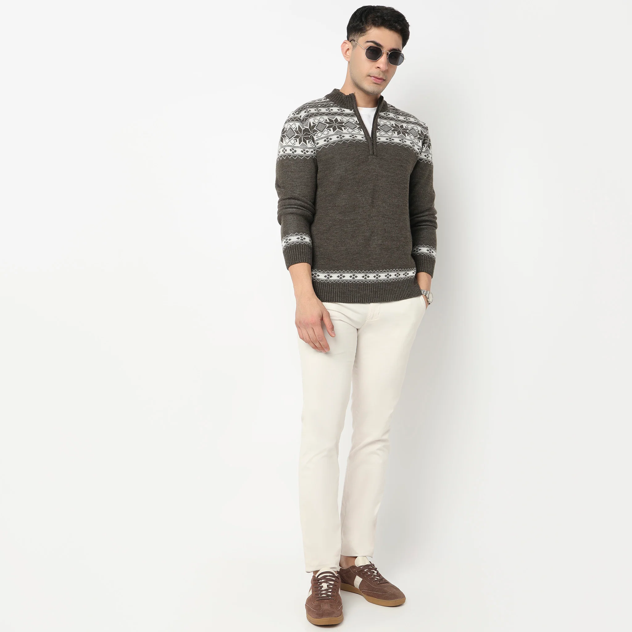 Jacquard Knitted Winter Sweater - Image 2