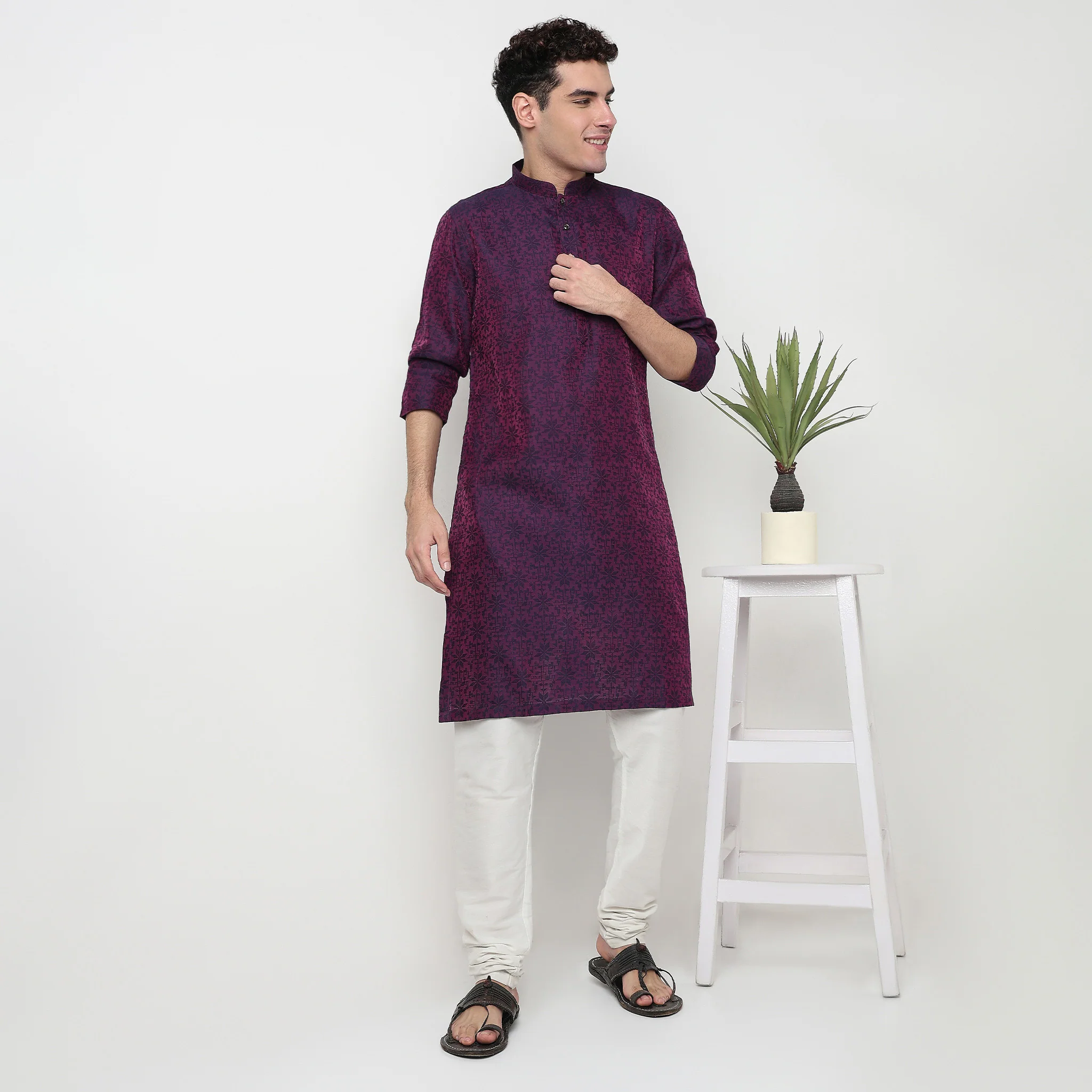 Jacquard Dobby Long Kurta