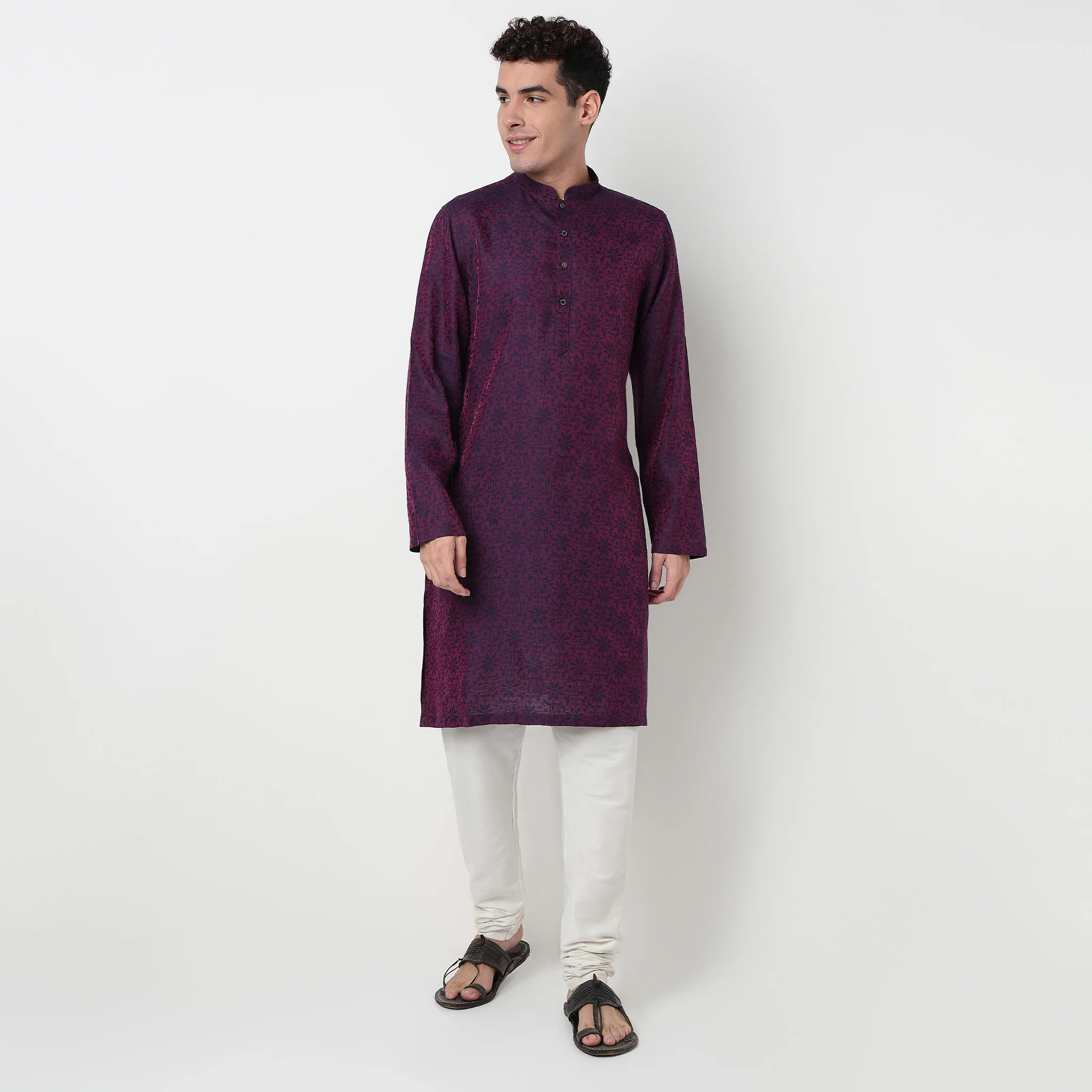 Jacquard Dobby Long Kurta - Image 2