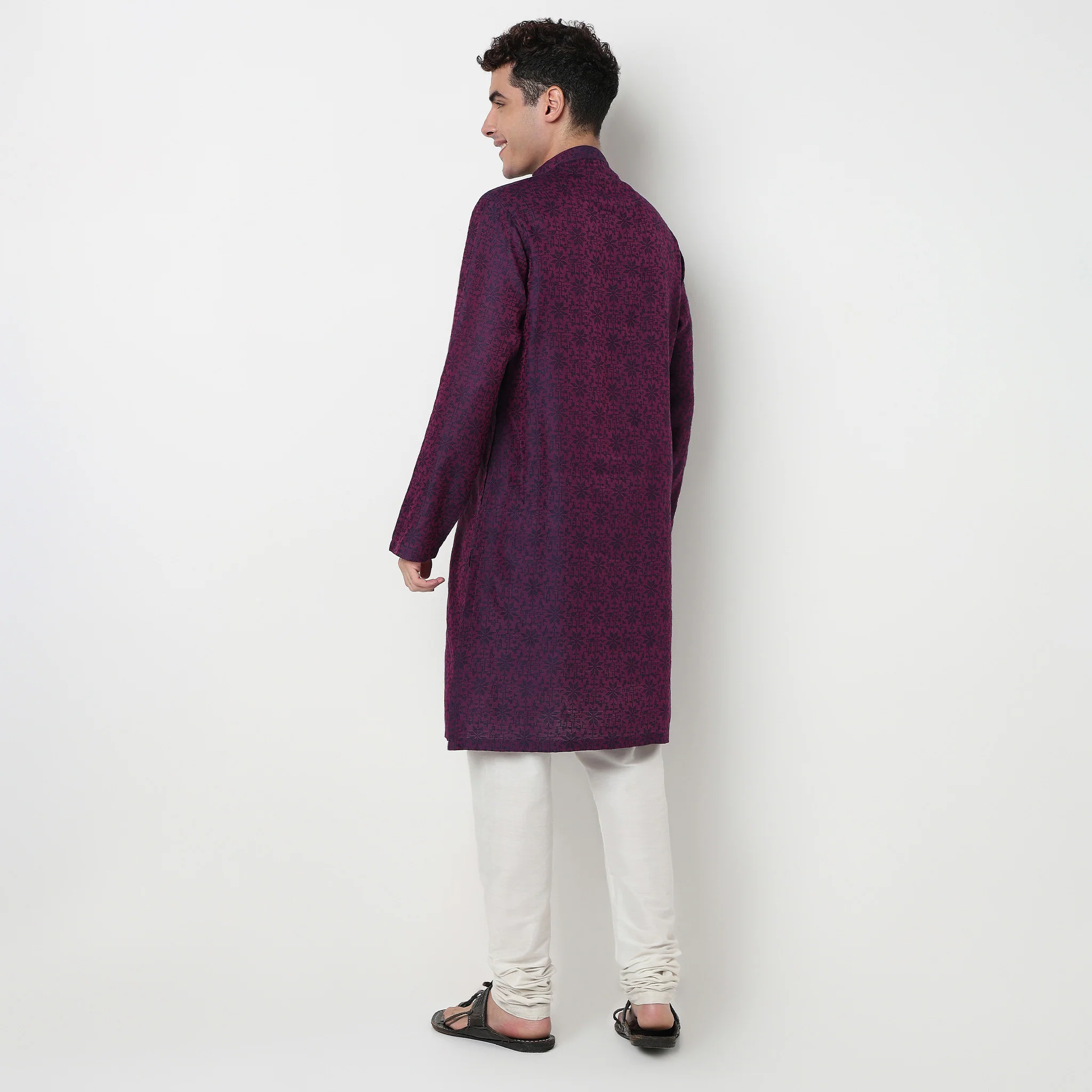 Jacquard Dobby Long Kurta - Image 3
