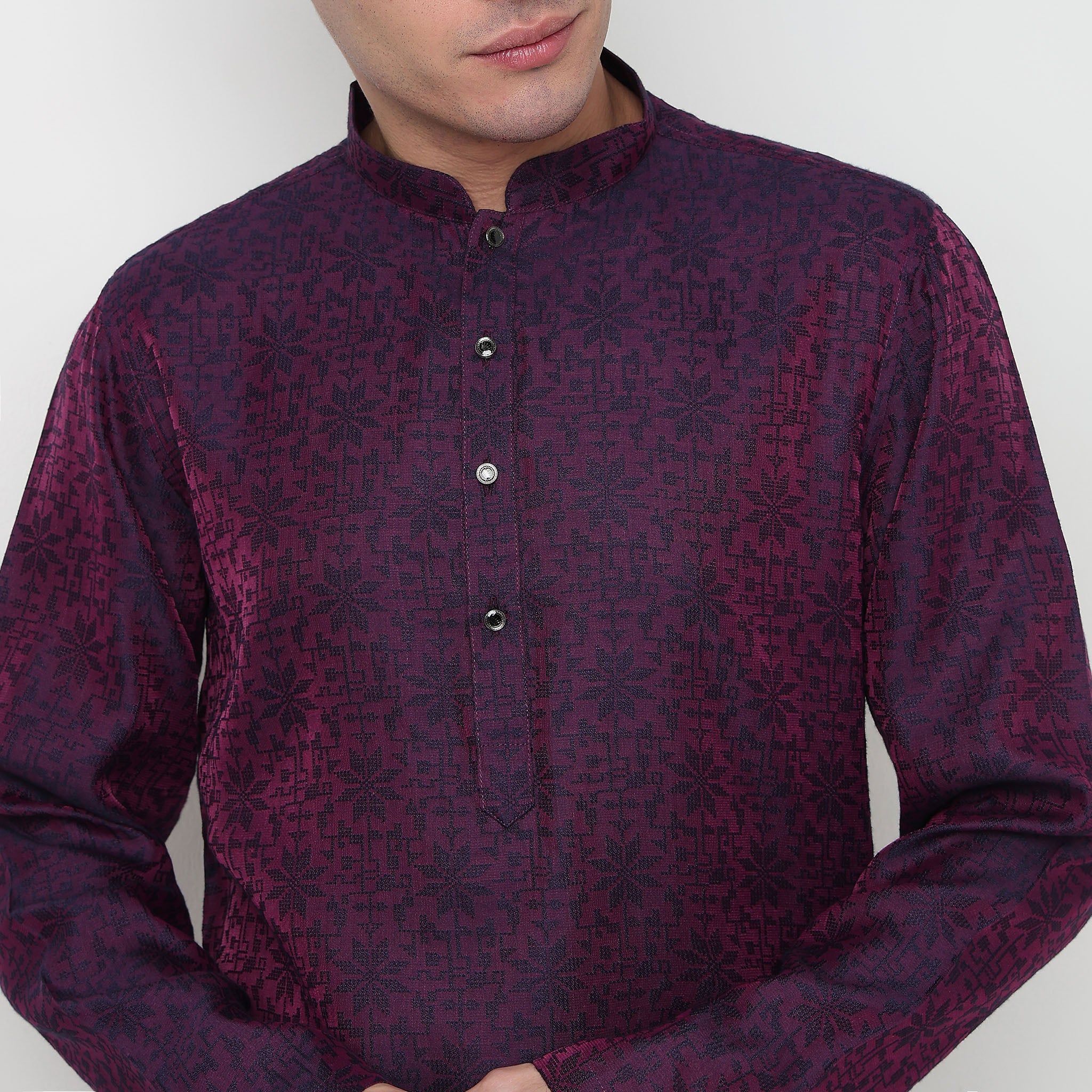 Jacquard Dobby Long Kurta - Image 4
