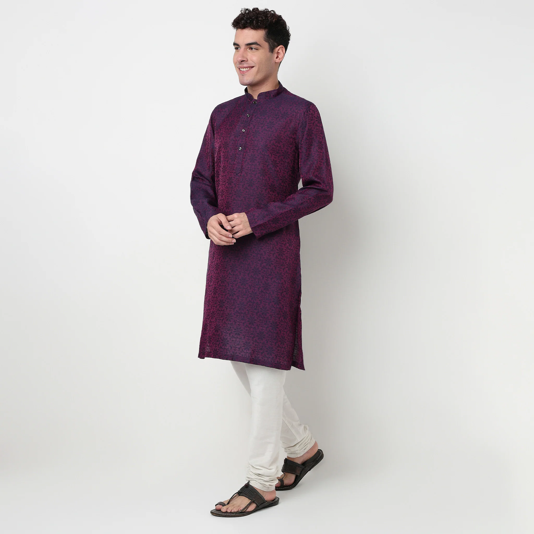 Jacquard Dobby Long Kurta - Image 5