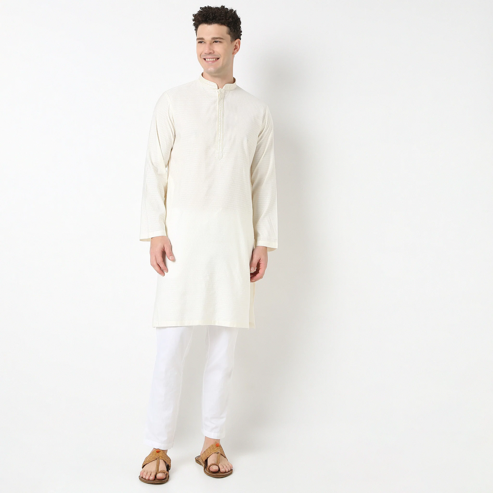 Jacquard Straight Long Kurta - Image 2