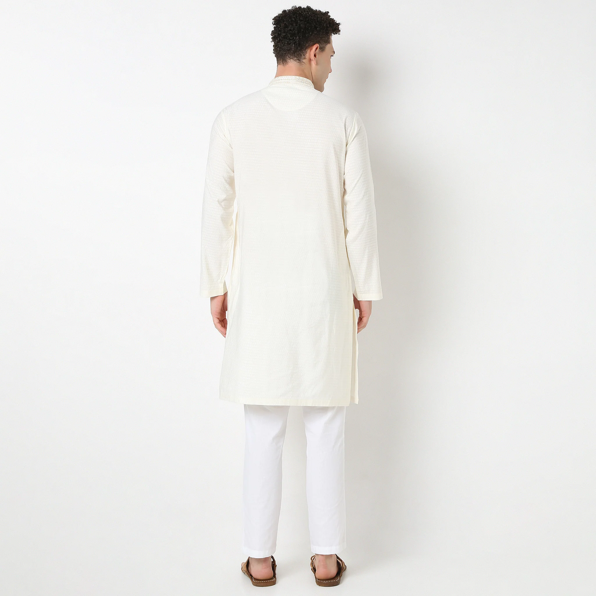 Jacquard Straight Long Kurta - Image 3