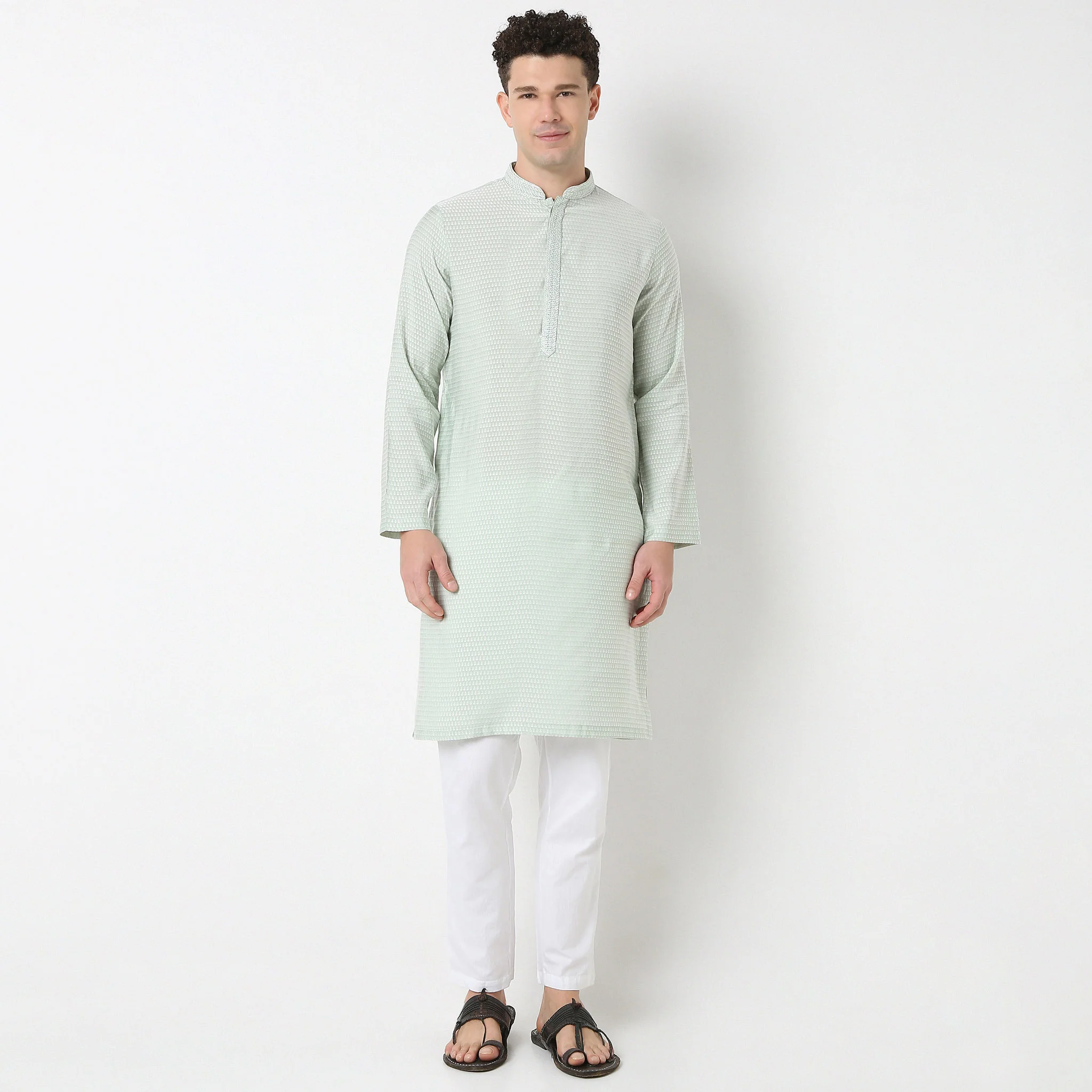 Jacquard Straight Long Kurta - Image 7