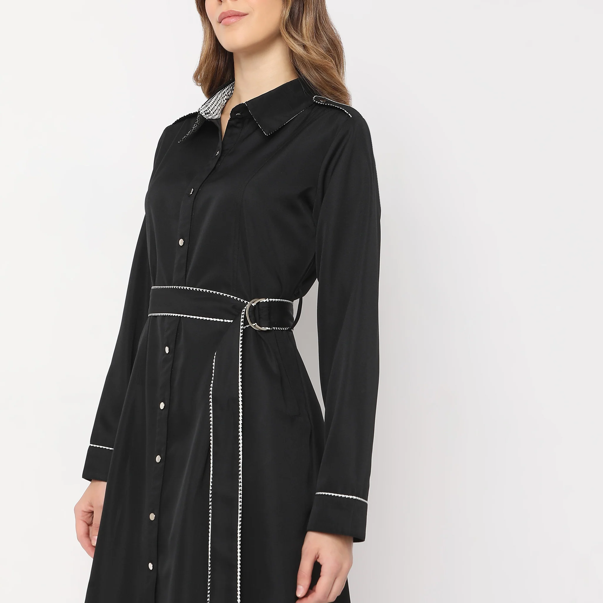 Knee Length Collar Full Sleeve Dress - Image 4