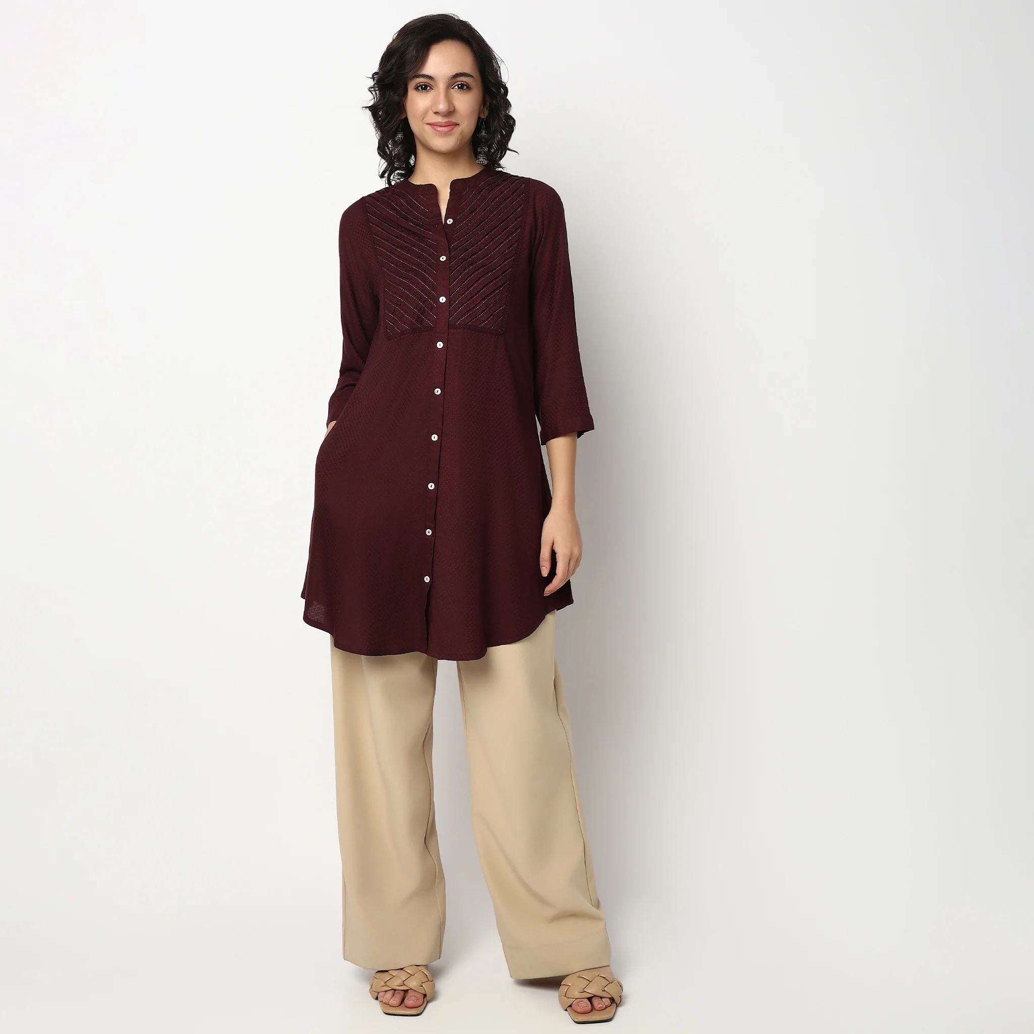 Band Collar Straight Fit Kurta - Image 2