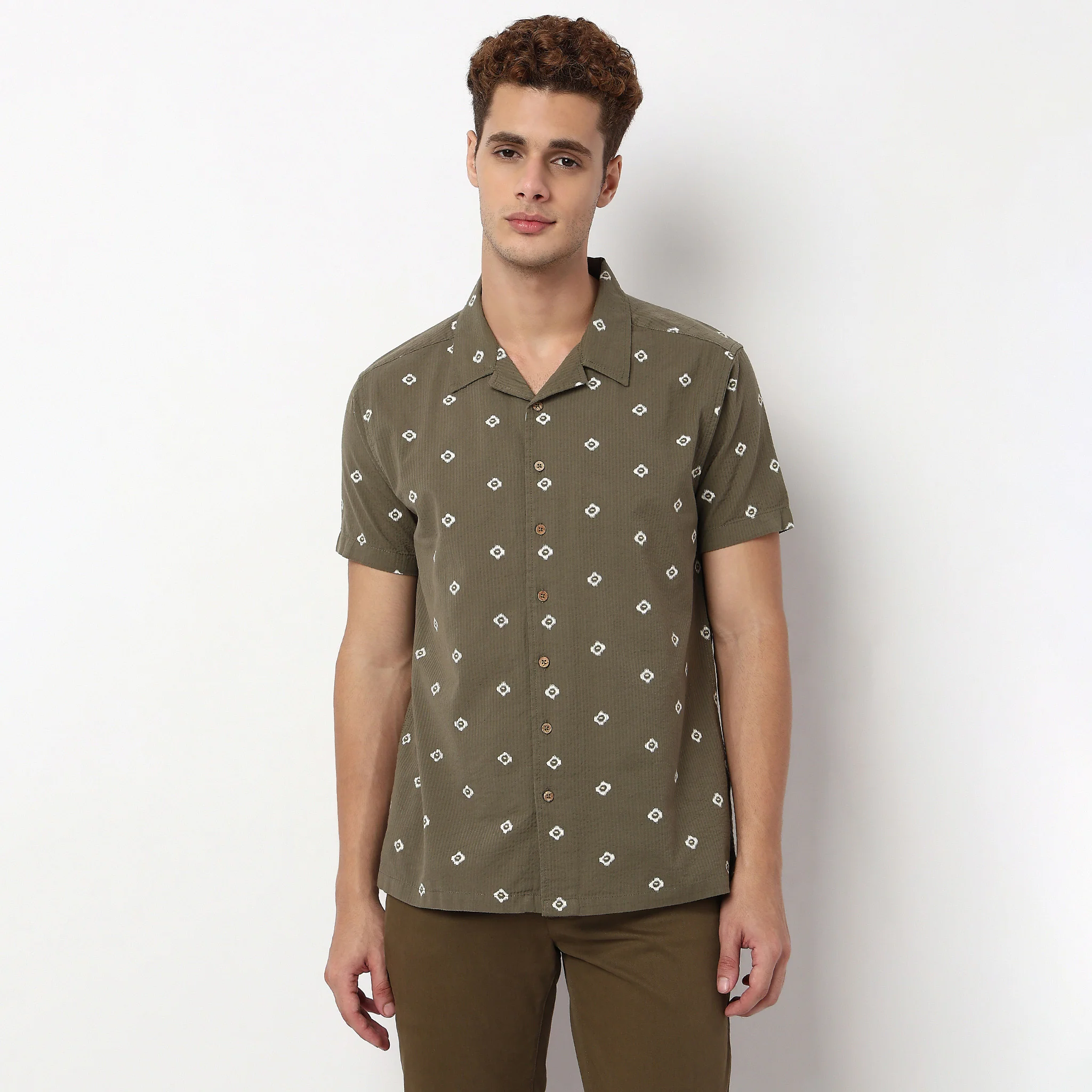 Knitted Cotton Cuban Printed Shirt - Image 2