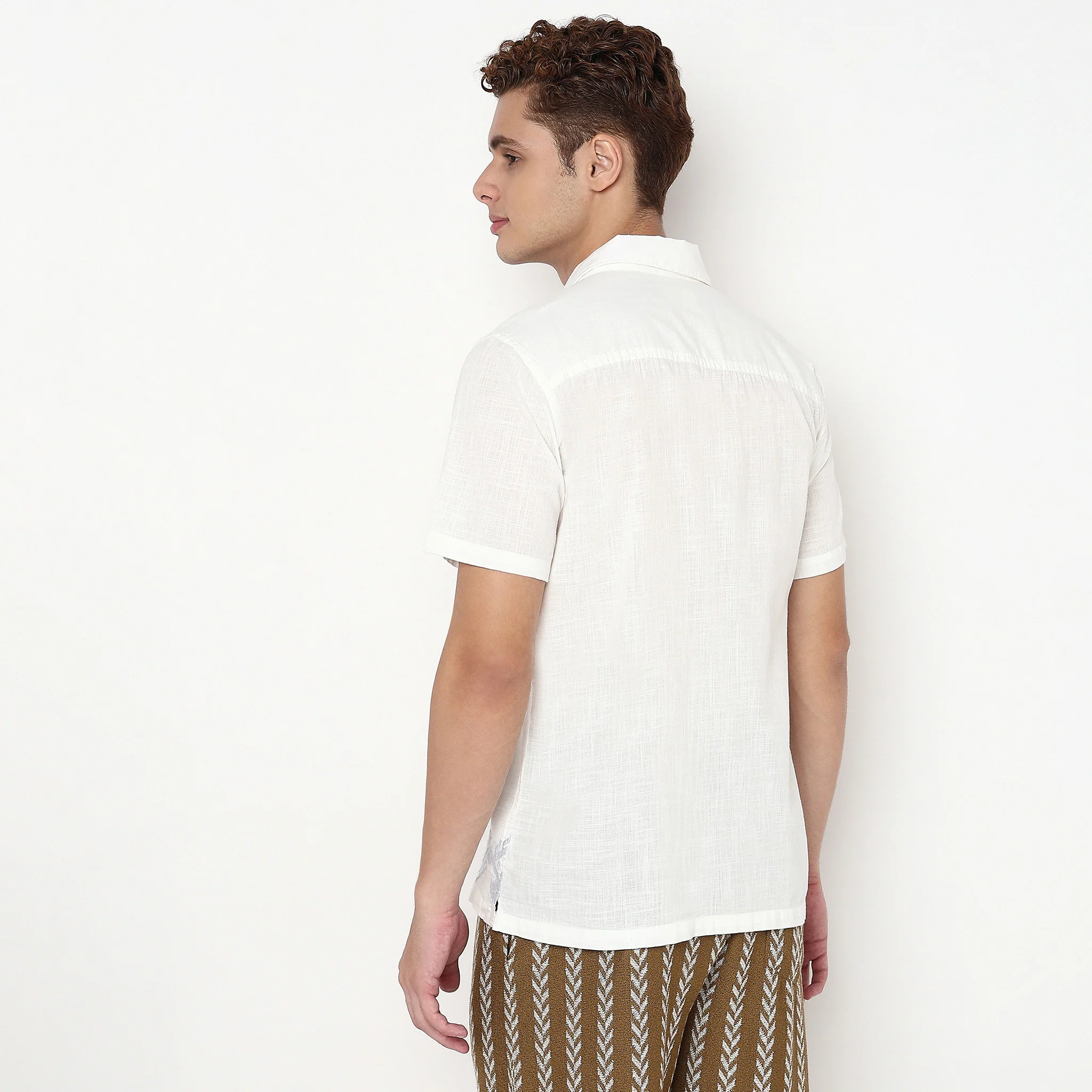 Cotton Cuban Embroidered Shirt - Image 3