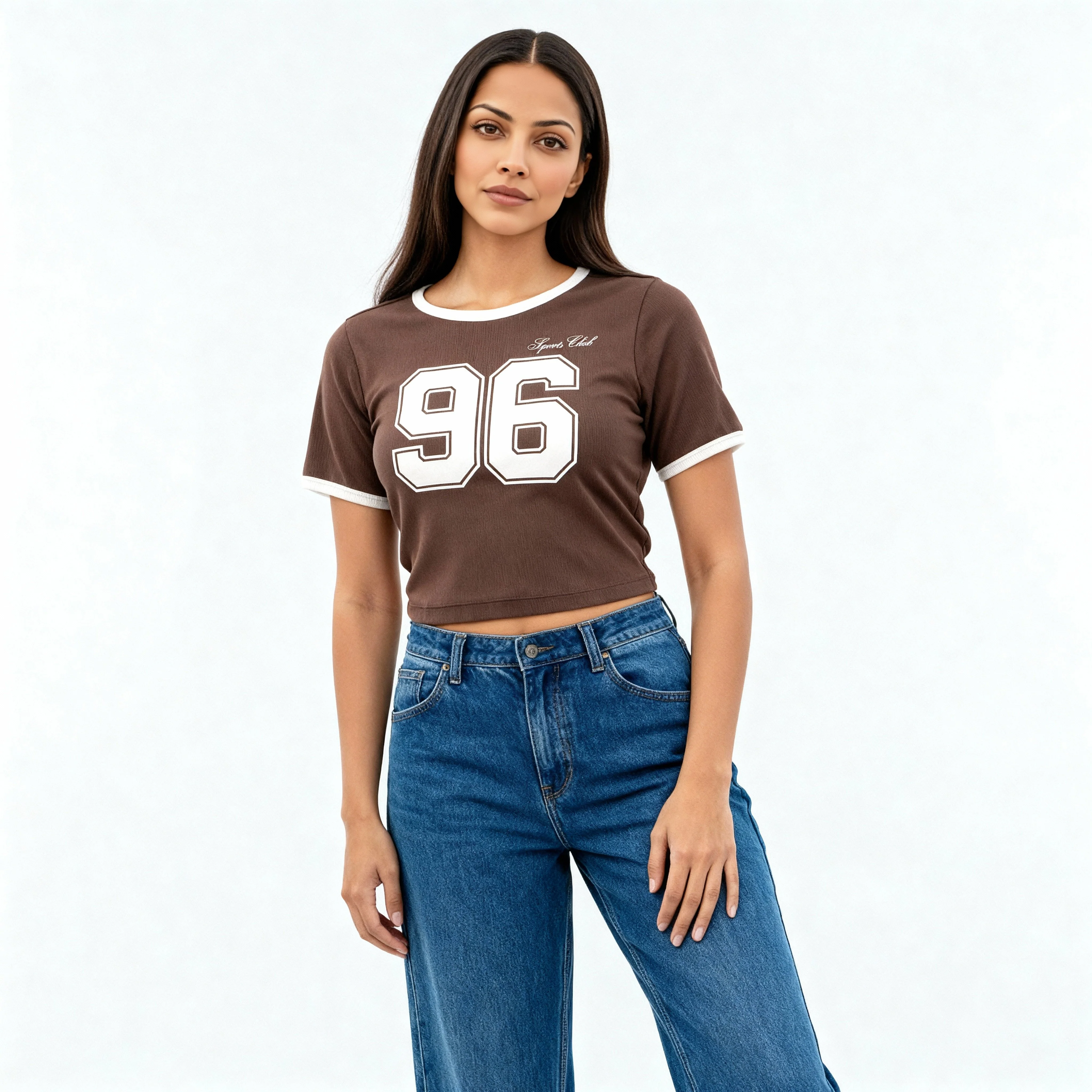 Knitted Graphic Cropped T-Shirt - Image 2