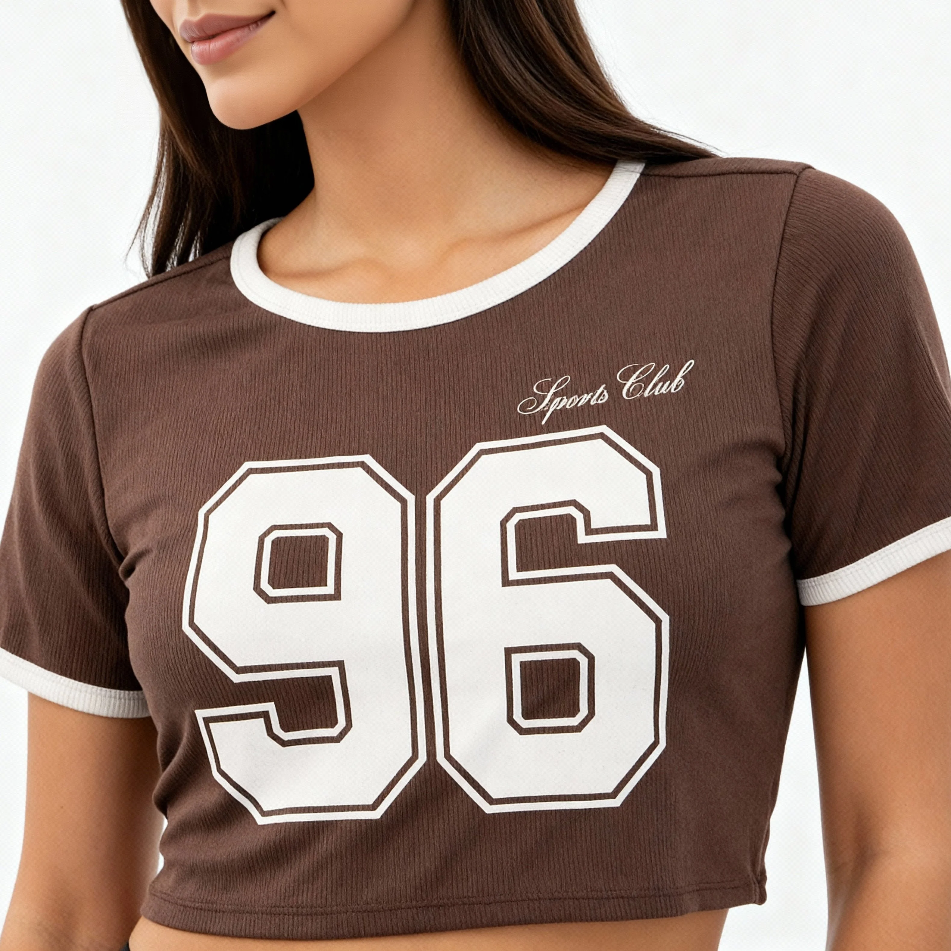 Knitted Graphic Cropped T-Shirt - Image 4