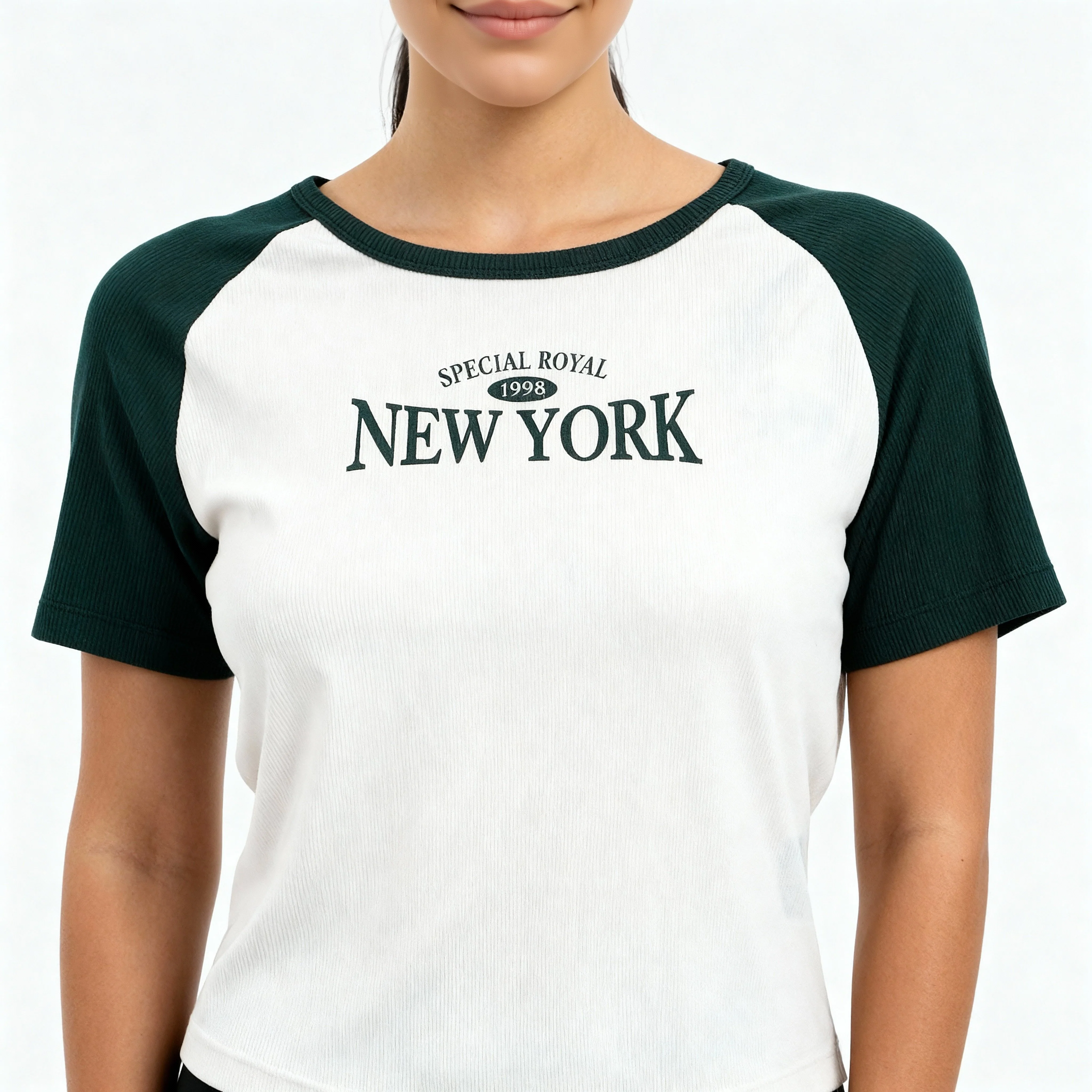 Knitted Graphic Cropped T-Shirt - Image 4