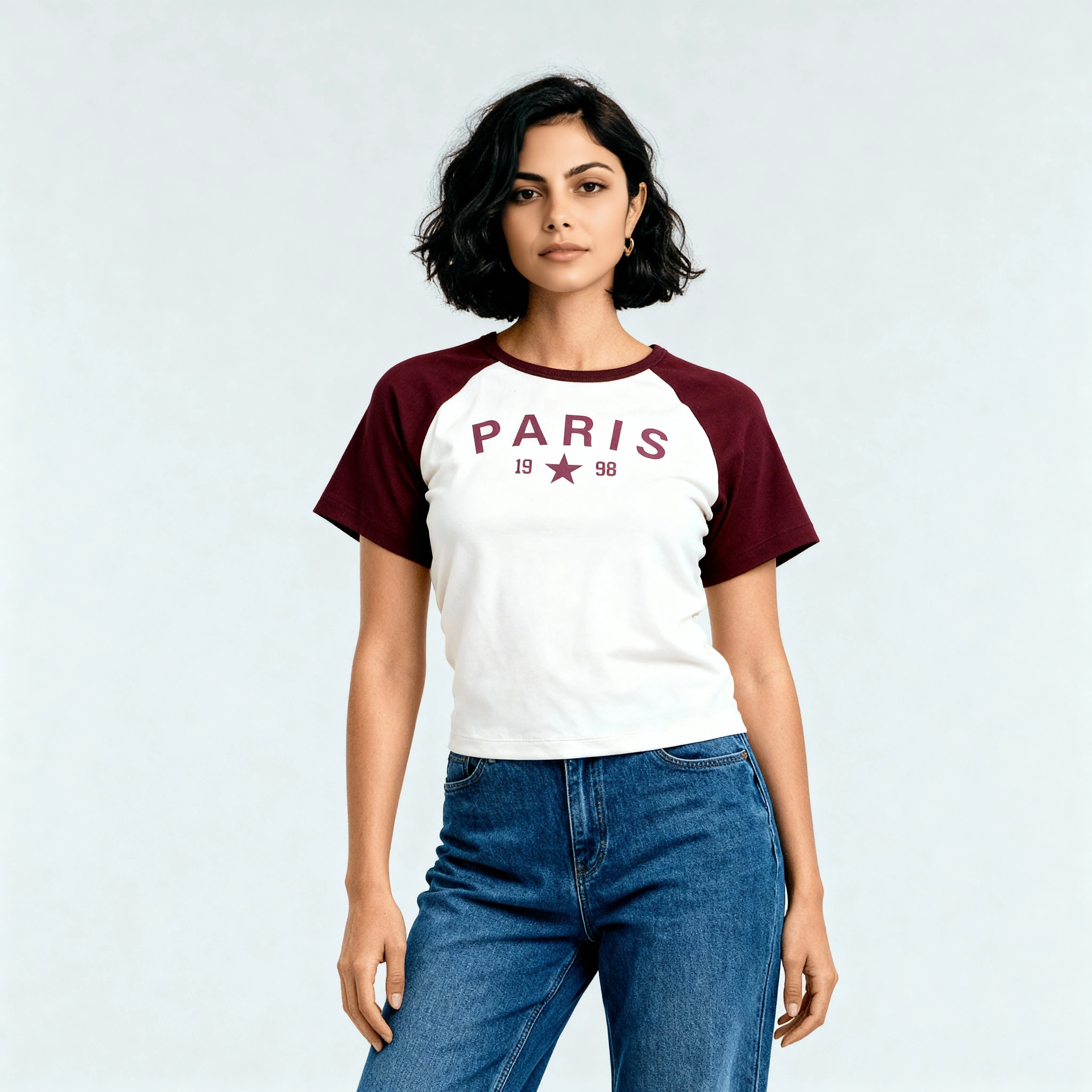Knitted Graphic Cropped T-Shirt - Image 2