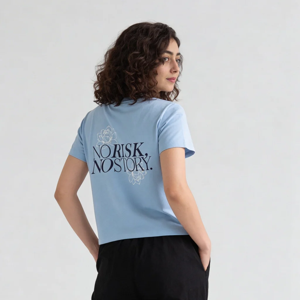 Knitted Graphic Slim Fit Crop T-Shirt - Image 3