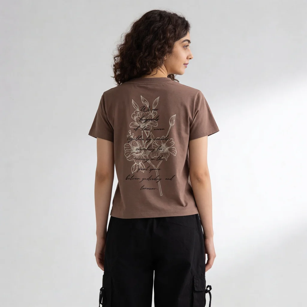 Knitted Graphic Slim Fit Crop T-Shirt - Image 3