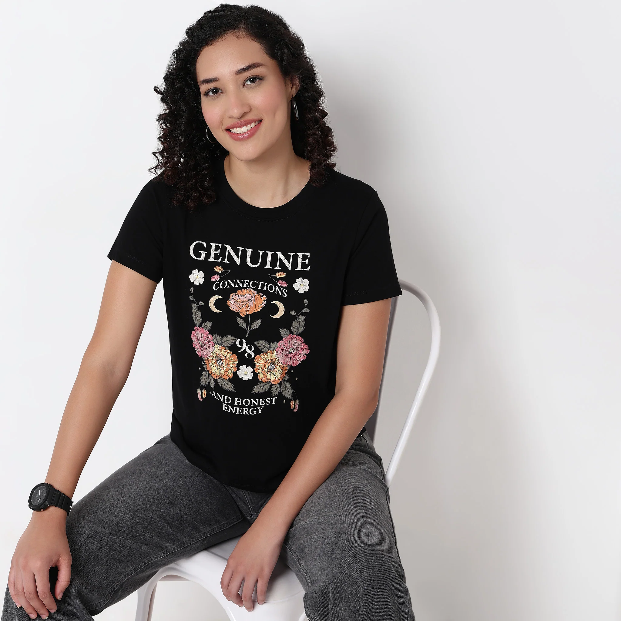 Knitted Cotton Graphic T-Shirt