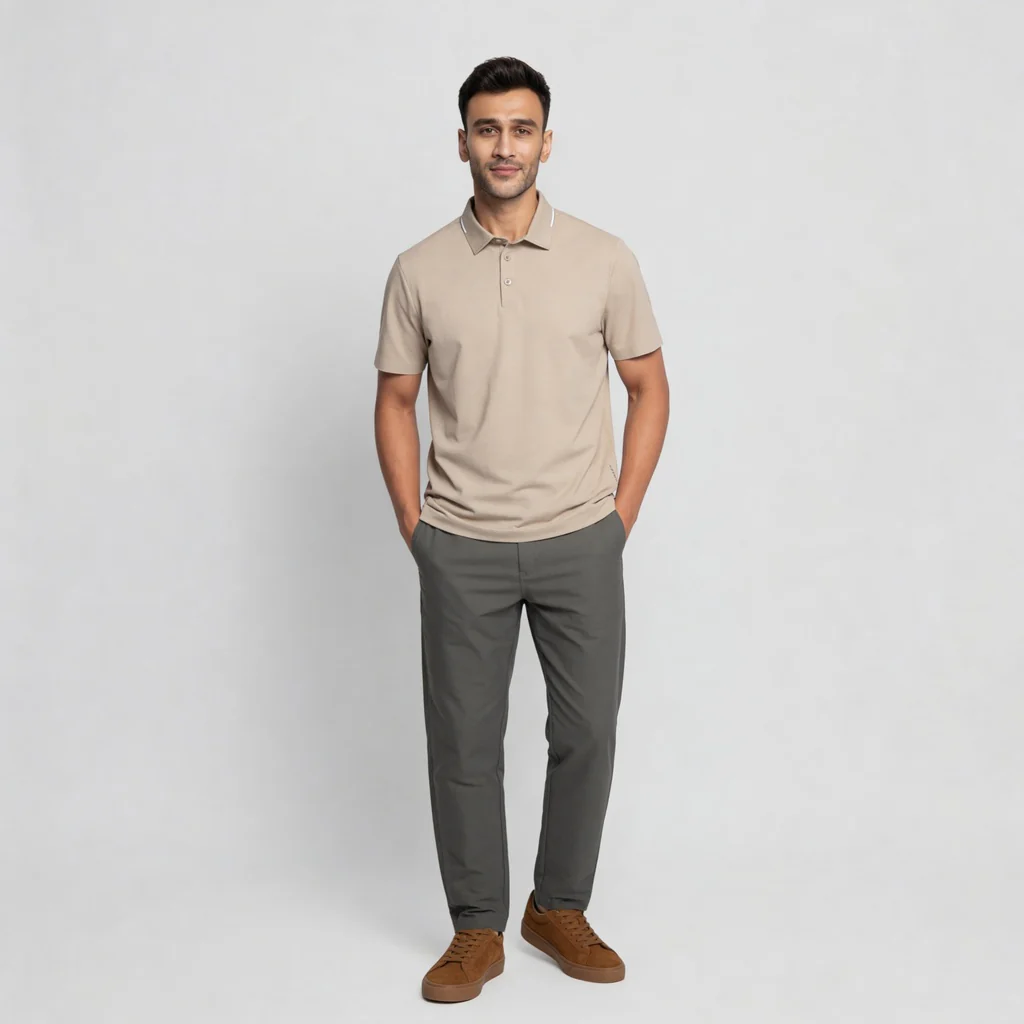 Knitted Solid Air Polo T-Shirt - Image 11