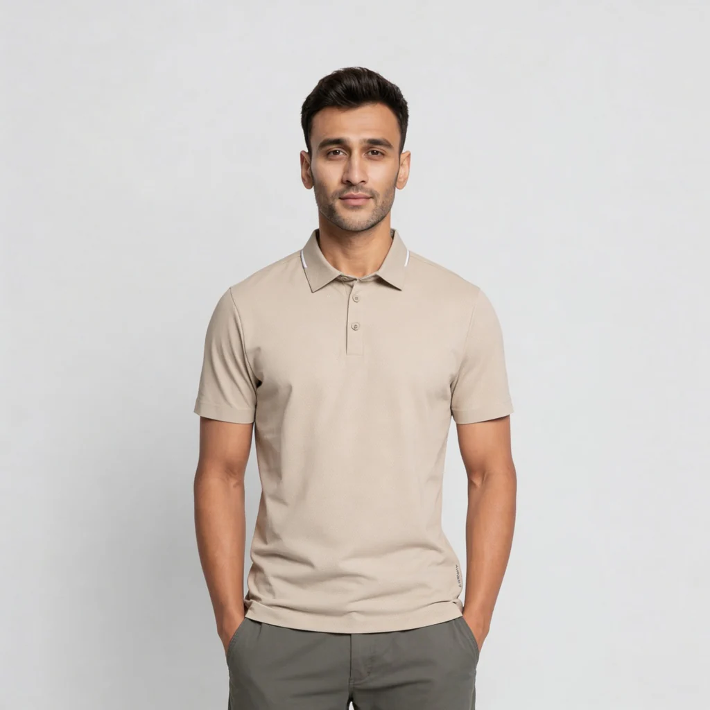 Knitted Solid Air Polo T-Shirt - Image 12