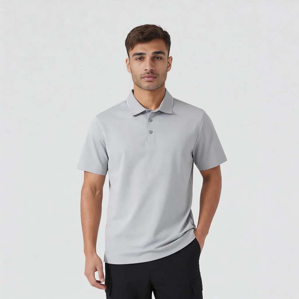 Knitted Solid Air Polo T-Shirt - Image 2
