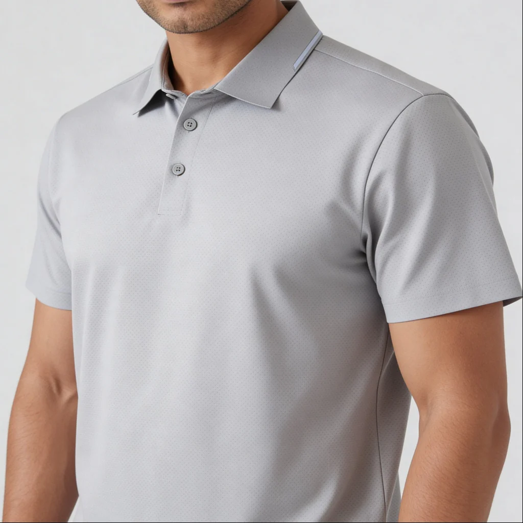 Knitted Solid Air Polo T-Shirt - Image 4