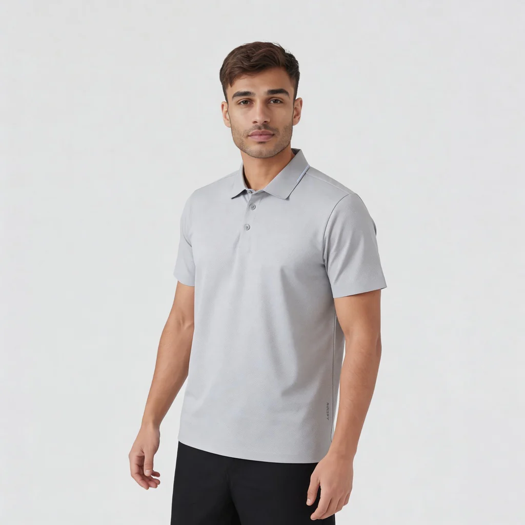 Knitted Solid Air Polo T-Shirt - Image 5